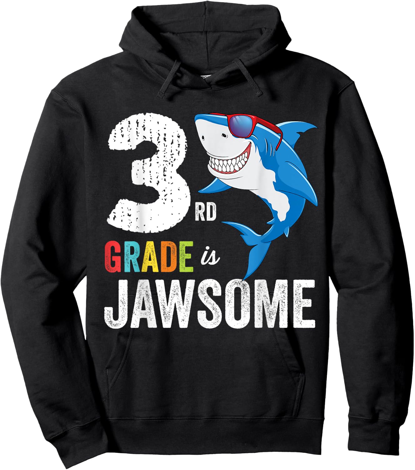 Third Grade Shirt Boys Girls Shark First Day of School Hoodie - Hoodie | Black