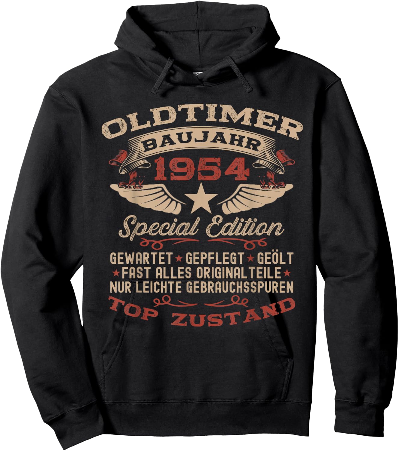 70th Birthday Gift Vintage 1954 Vintage Car Funny , black Hoodie - Hoodie | Black