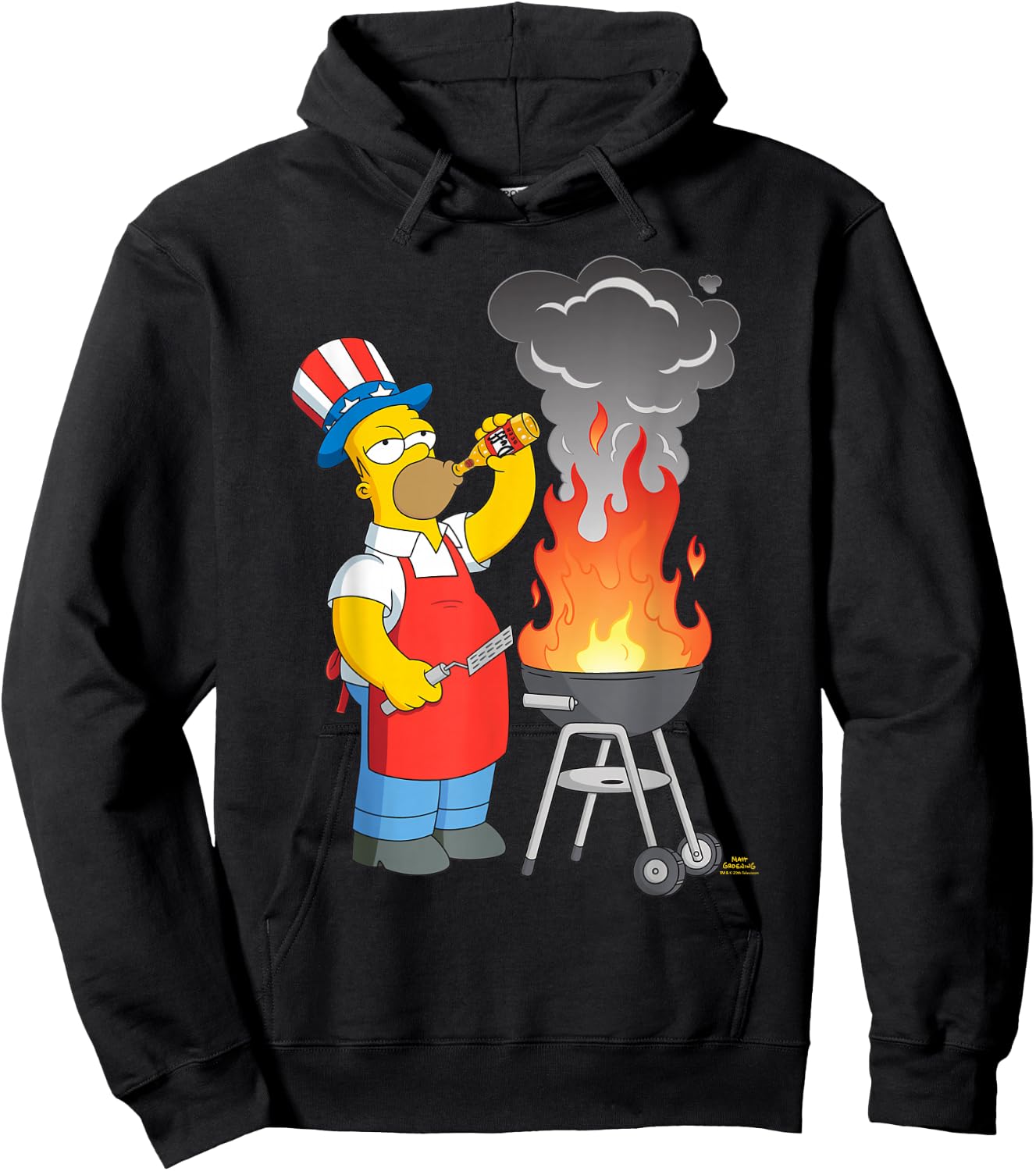 The Simpsons Homer Simpson 4th of July Beer & BBQ Cookout Hoodie - Hoodie | Black