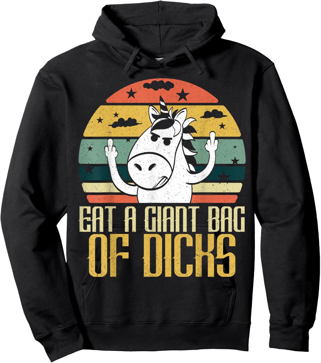 Eat A Giant Bag Of Dicks Funny Unicorn Apparel Item Hoodie - Hoodie | Black