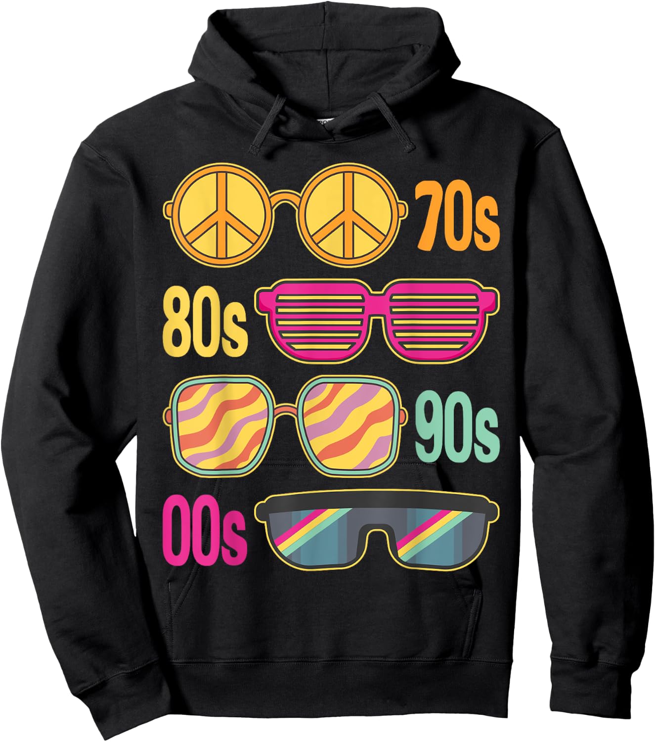 Sunglasses 70s 80s 90s 00s Styles Theme Costume Party Outfit Hoodie - Hoodie | Black