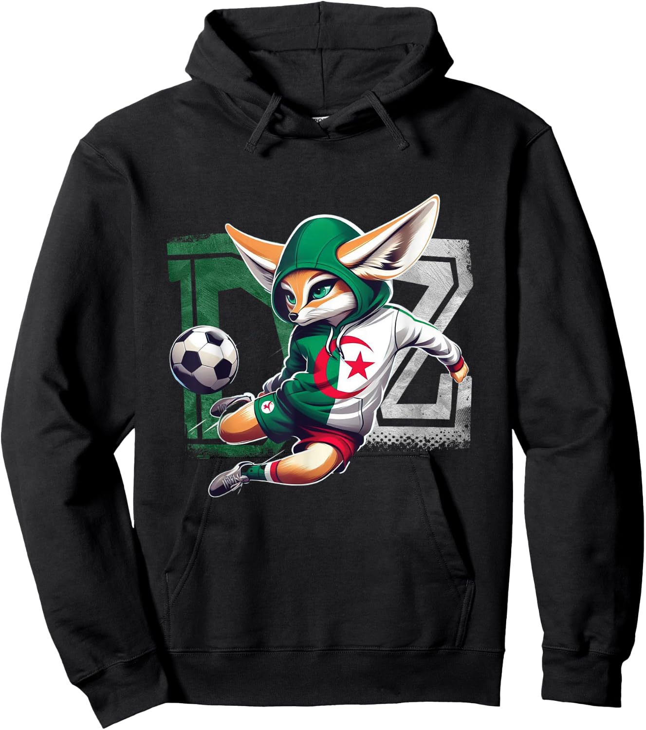 Fennec Algerian Flag Football Gift Jersey Dz , Black, S Hoodie - Hoodie | Black
