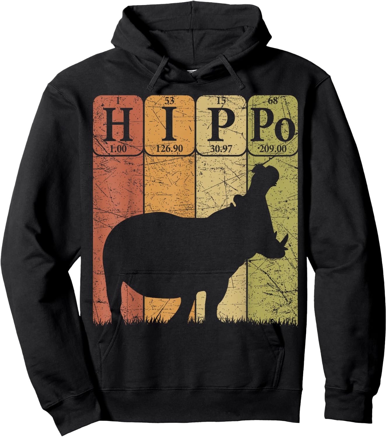 Hippo Periodic Table Elements Hippo Lover Hippopotamus Retro Hoodie - Hoodie | Black