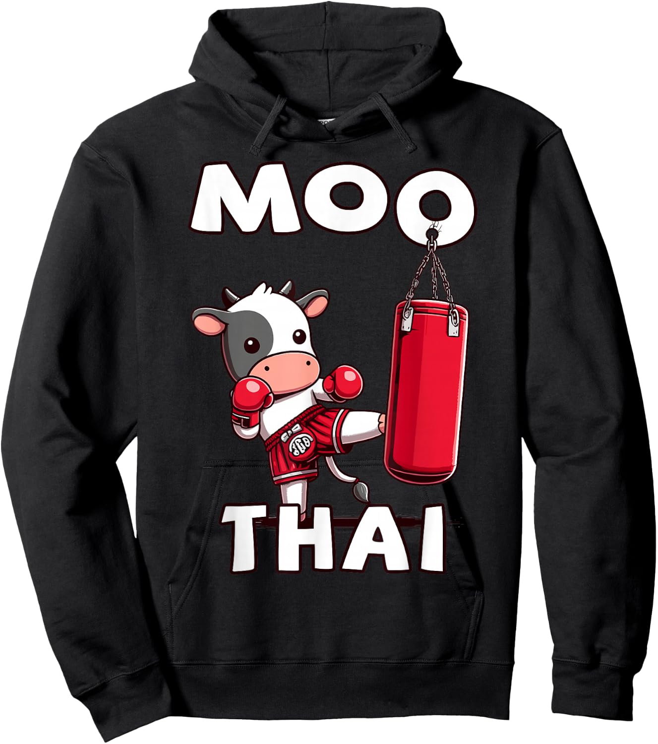 Moo Thai, Muay Thai | Thai Boxing For Kids | Muay Thai, Cow Hoodie - Hoodie | Black