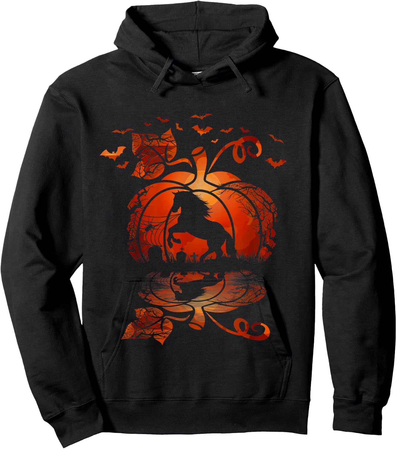 Fall Cute Horse In The Pumpkin Funny Halloween Autumn Happy Hoodie - Hoodie | Black