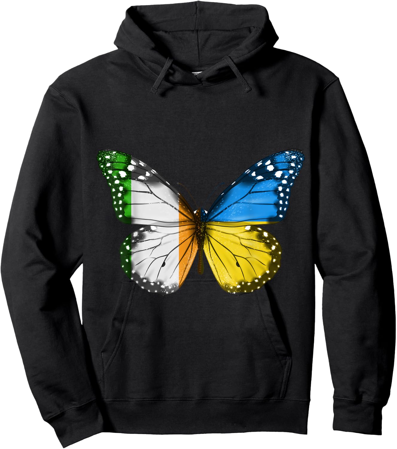 Irish Ukrainian Flag Butterfly Ireland Ukraine Hoodie - Hoodie | Black