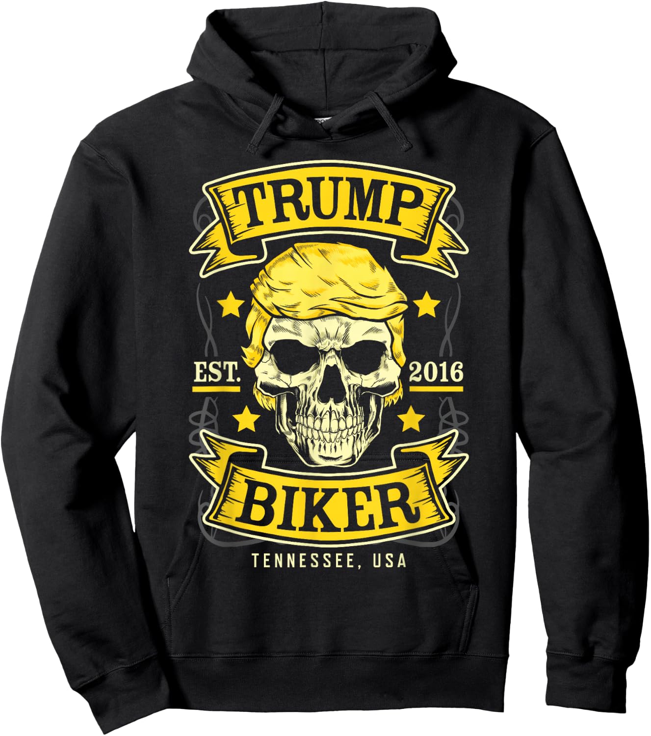 Trump Biker Tennessee USA Motorcycle Skull FRONT PRINT Hoodie - Hoodie | Black