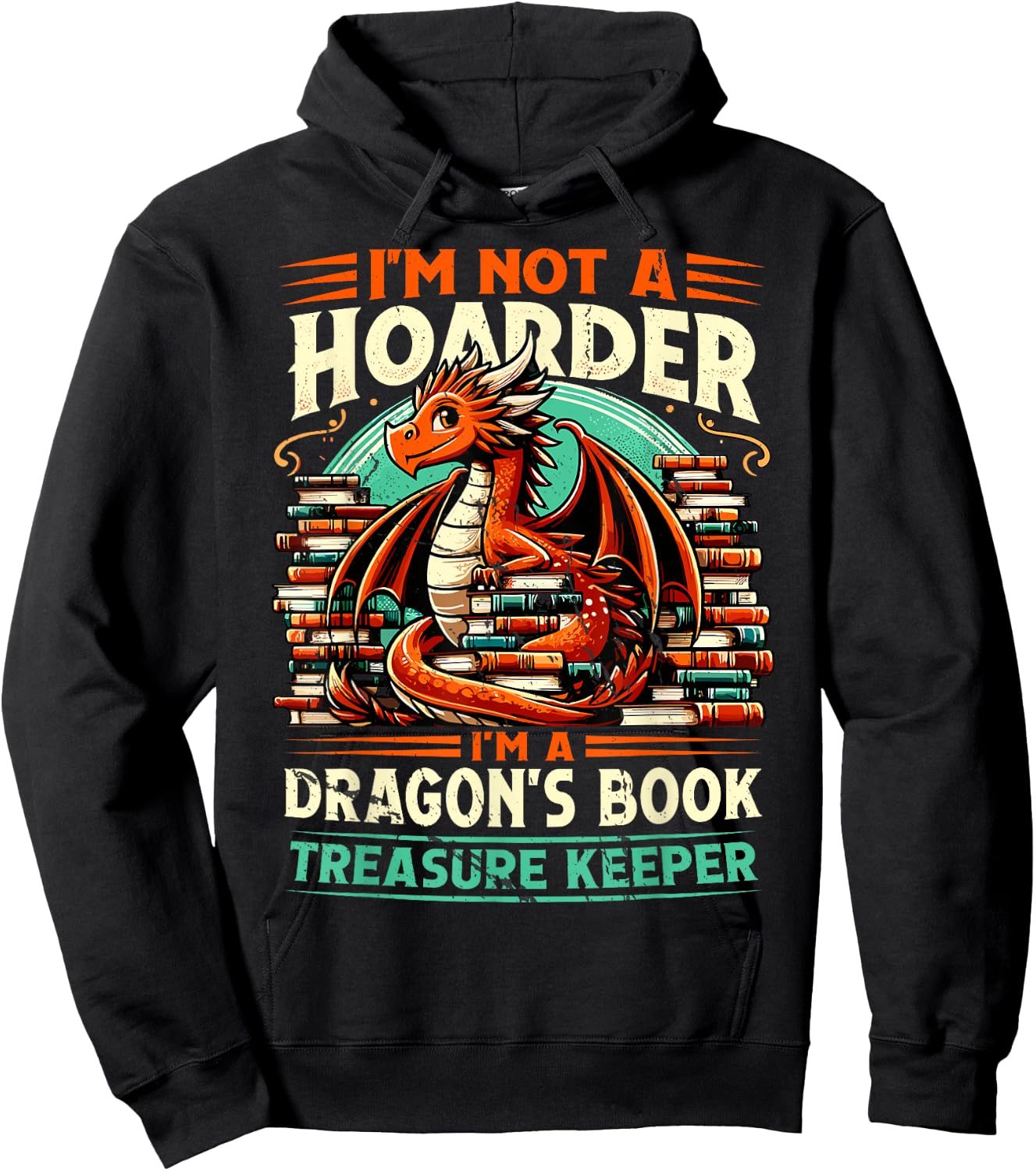 Dragon's Book Treasure Keeper - No Hamster Hoodie - Hoodie | Black