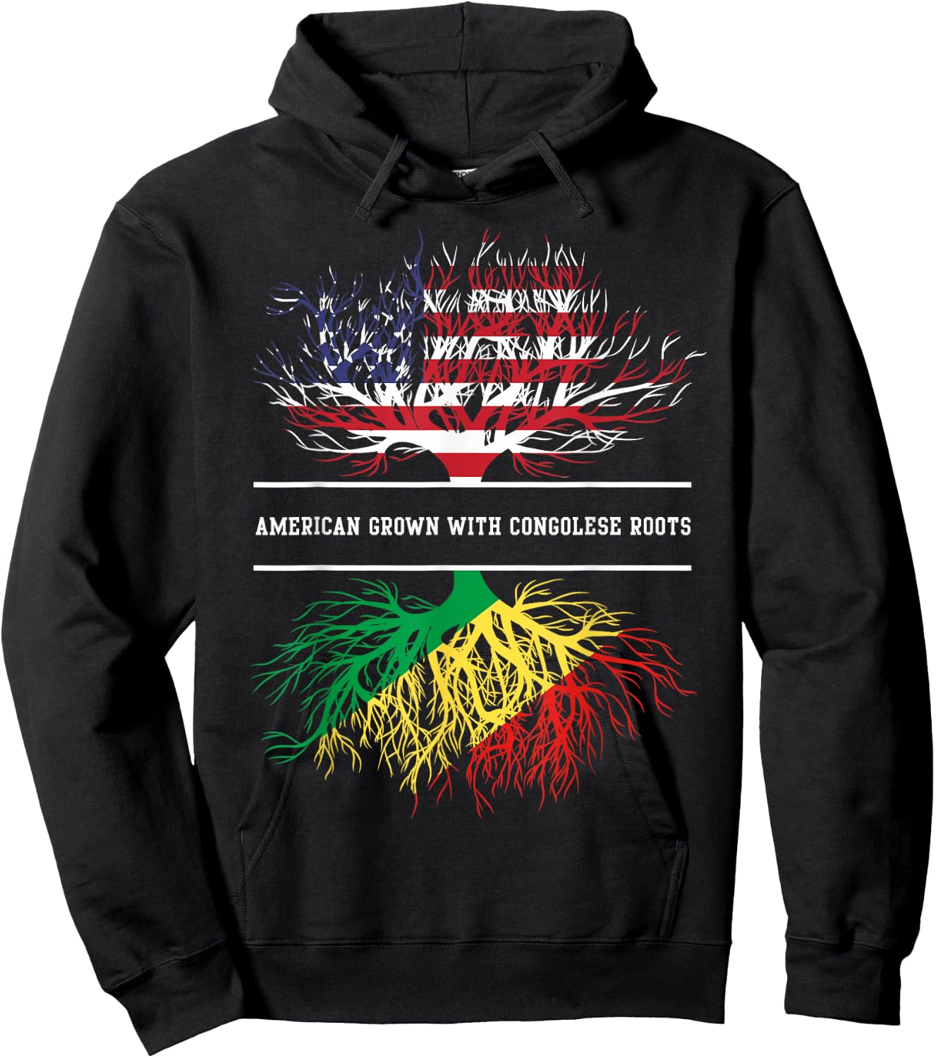 American Grown With Congolese Roots - Congo-Brazzaville Flag Hoodie - Hoodie | Black