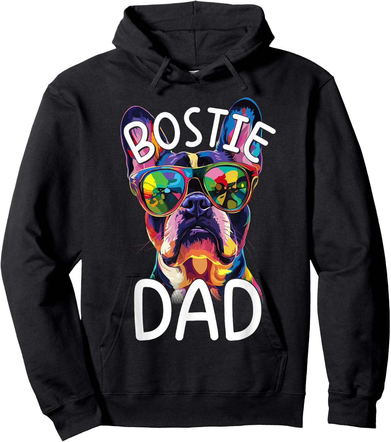 Boston Terrier Lovers Pop Art Boston Terrier Dad Hoodie - Hoodie | Black