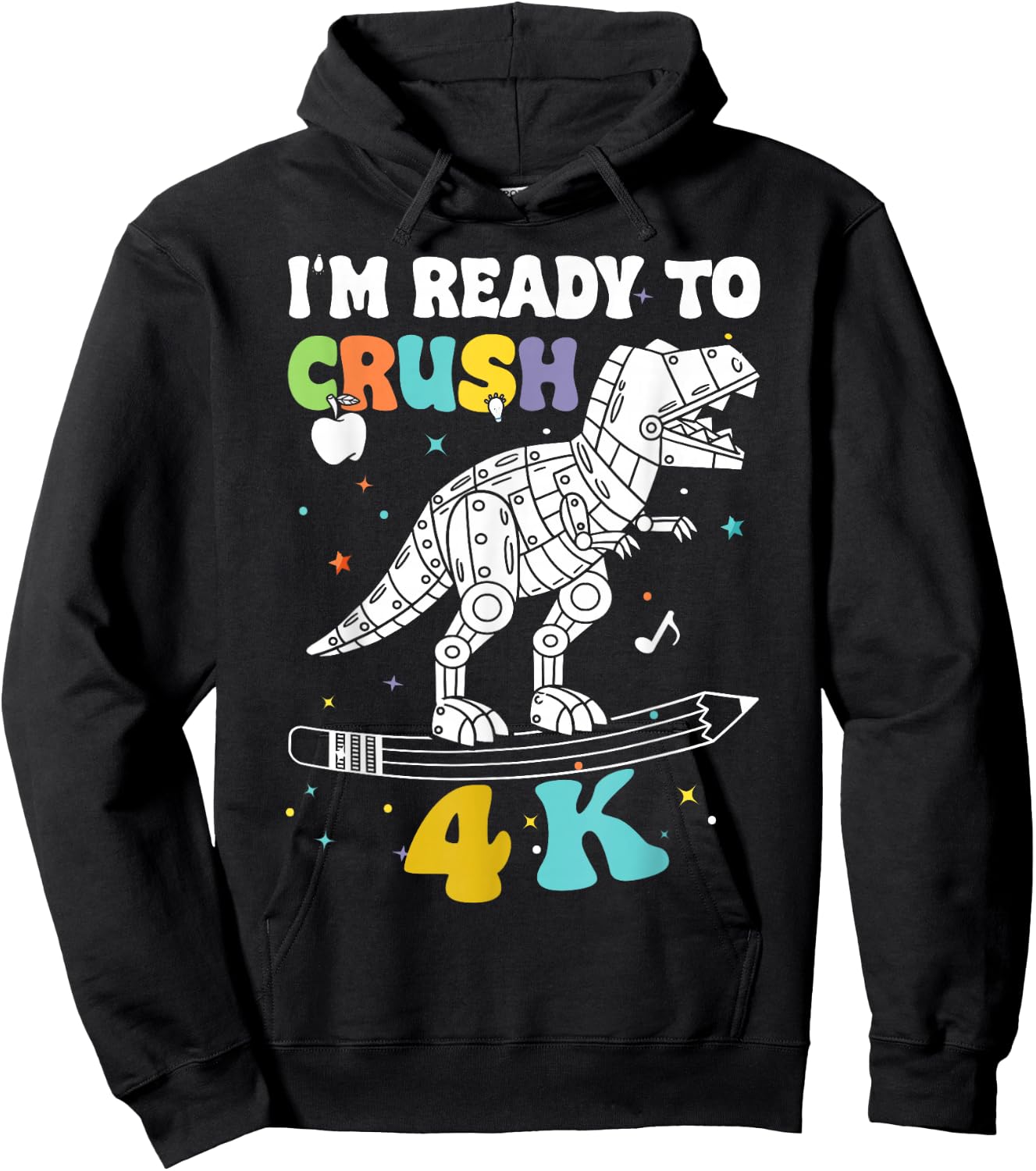 4K I'm Ready to Crush Kids Boys Girls First Day Of School Hoodie - Hoodie | Black