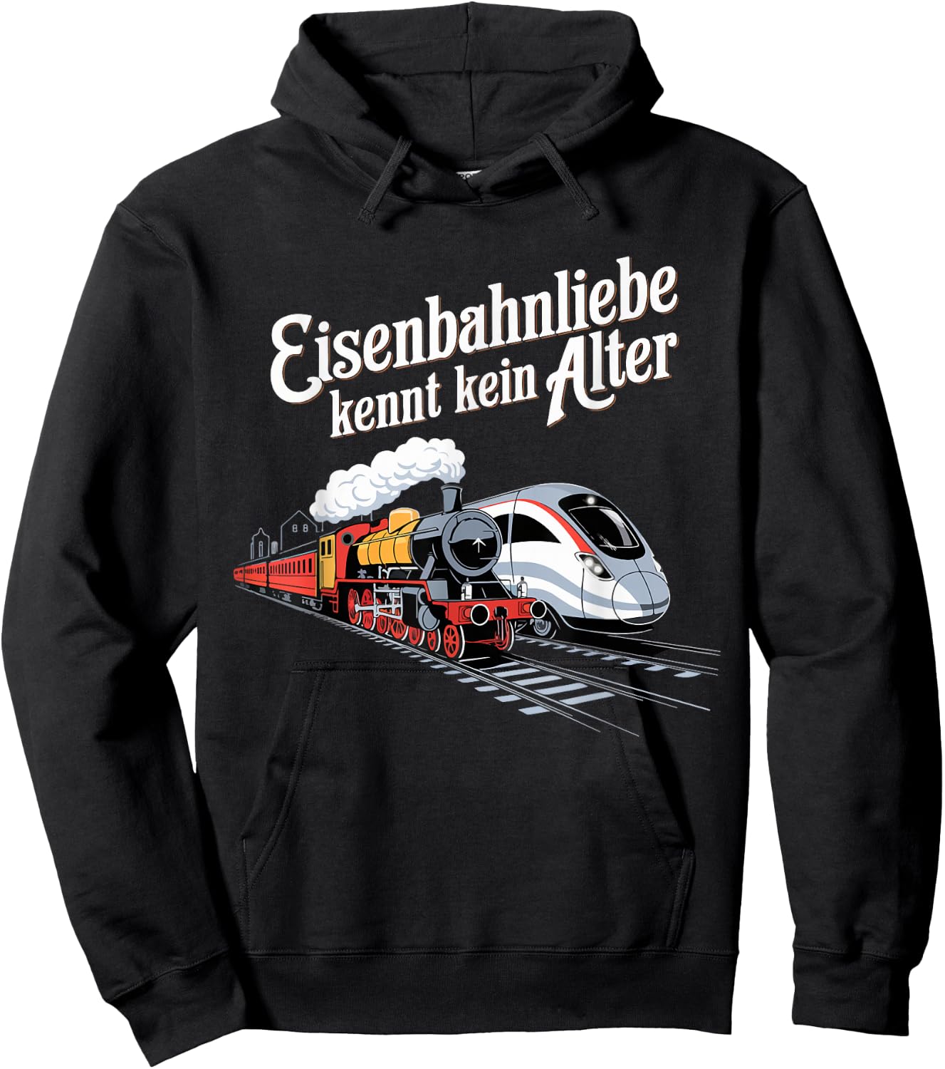 Model Railway Saying "Eisenbahn Liebe Damplok Modellbau , black Hoodie - Hoodie | Black