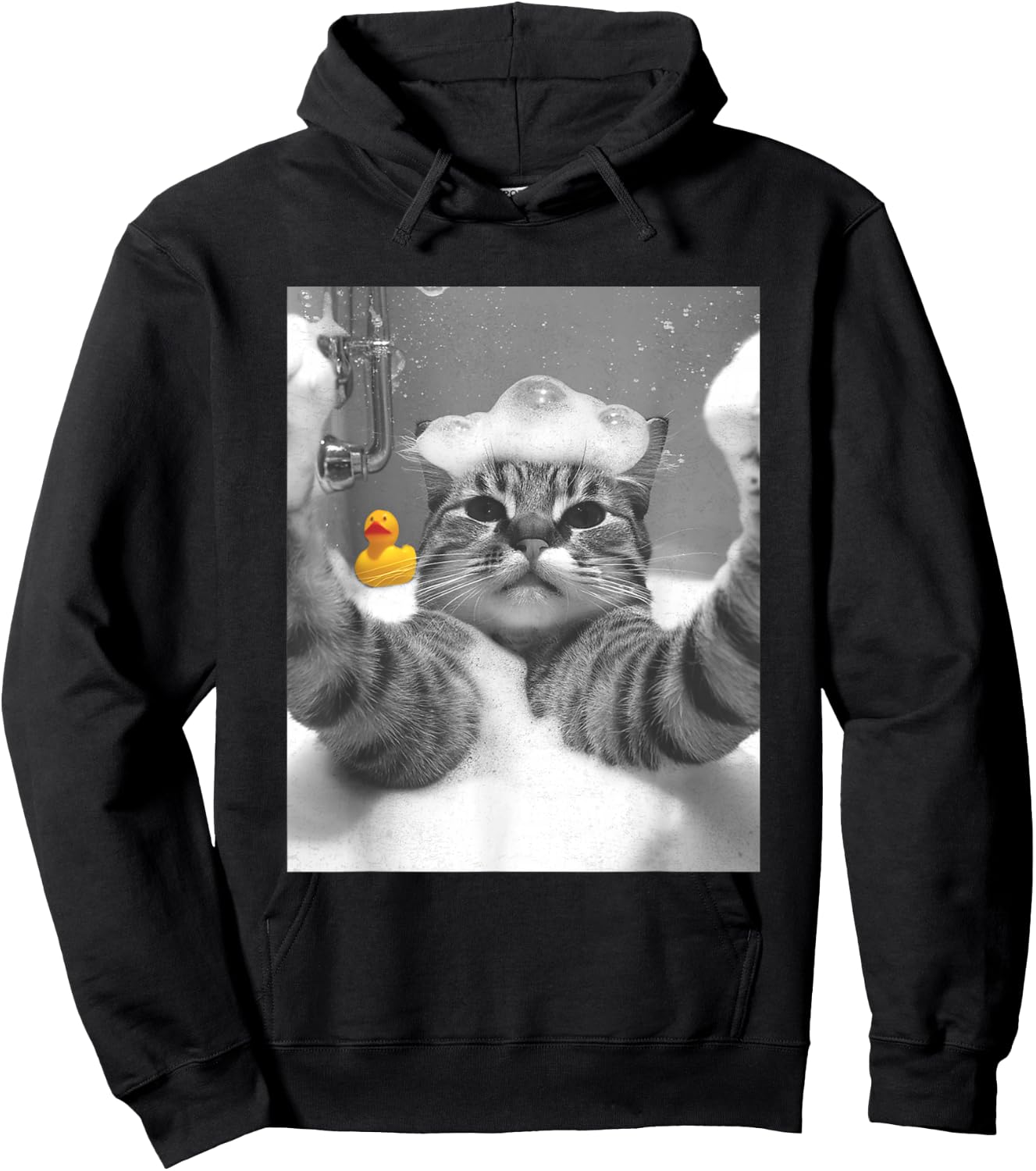 Lustige Katzen Meme Shirts & Zubehör Katze in Badewanne Selfie Schwarz Erwachsene Klein EU 40-50 Hoodie - Hoodie | Black