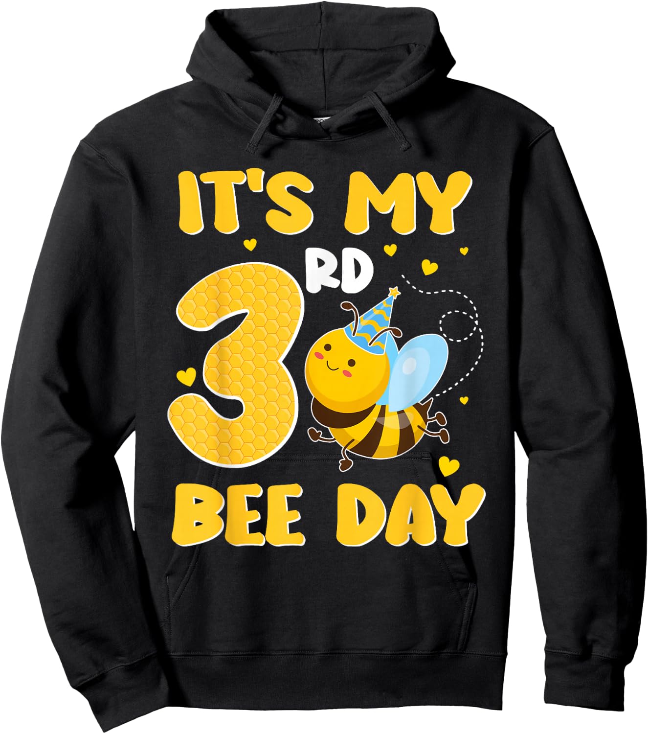It's My 3 Year Old Birthday Bee Day 3rd Party Hoodie - Hoodie | Black