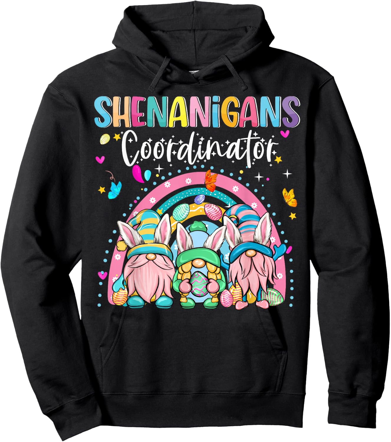 Easter Bunny Easter Day Shenanigans Coordinator Gnome Rabbit Hoodie - Hoodie | Black