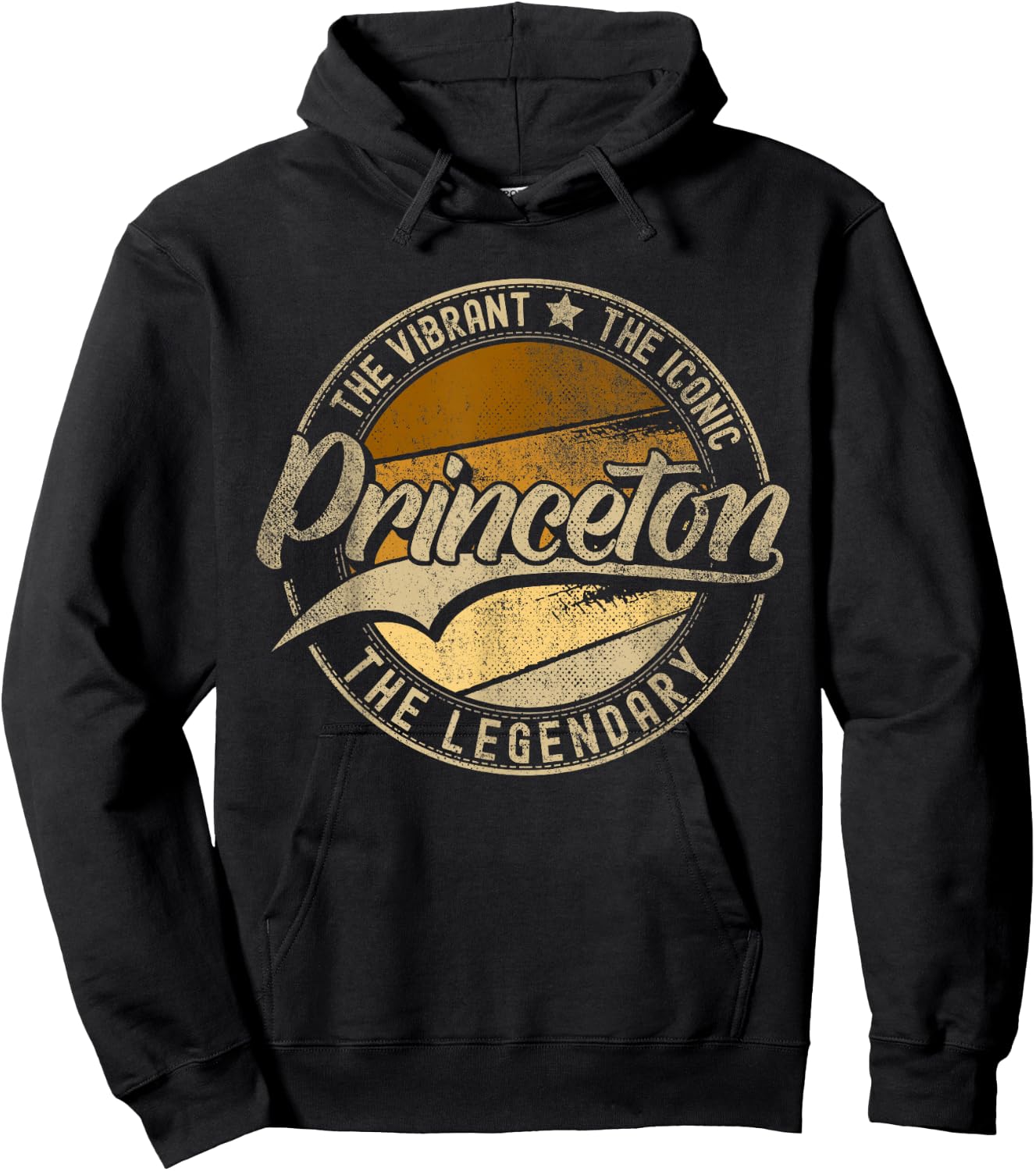 Princeton NJ | New Jersey | Vintage Distressed Hoodie - Hoodie | Black