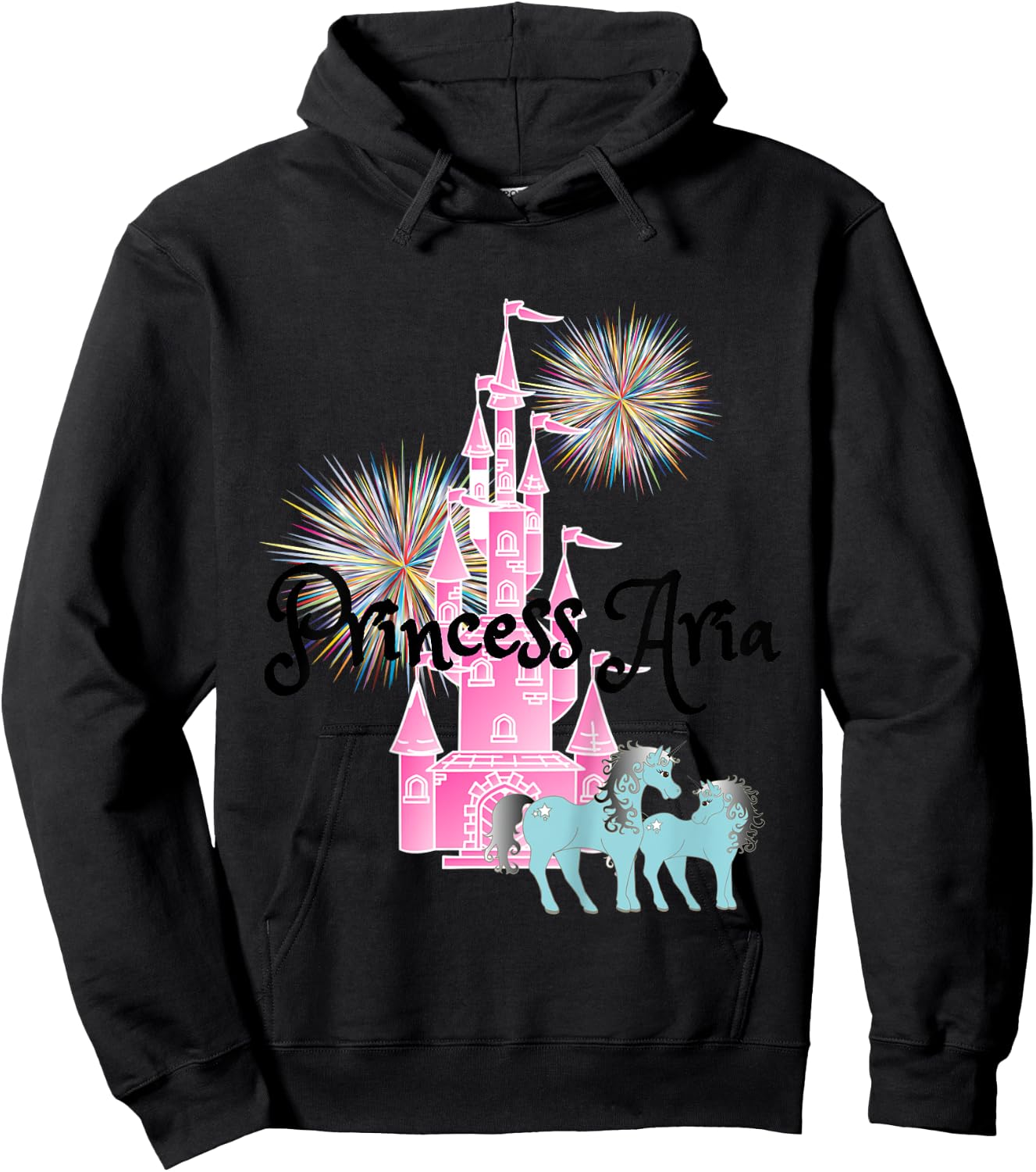 Kids Princess Aria Name Girls Personalized Custom Hoodie - Hoodie | Black