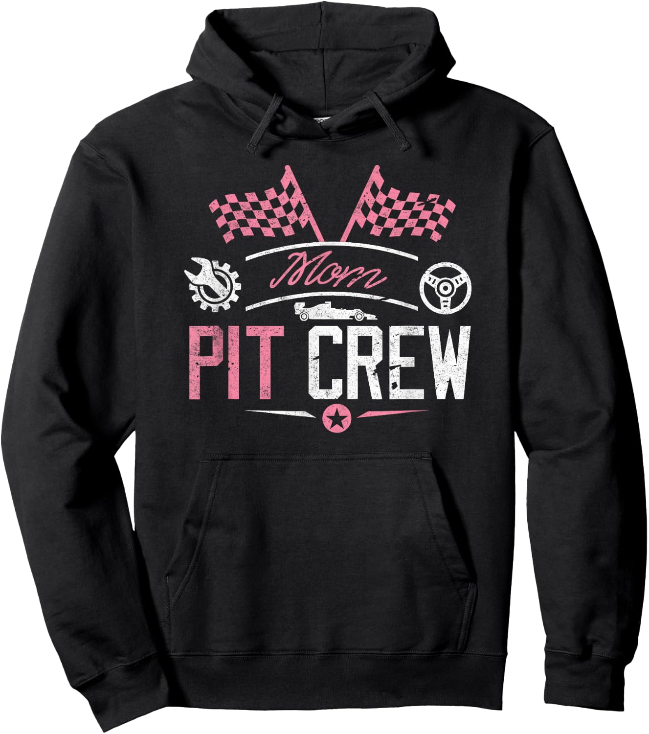 Racing Car Mommy Racer Shirt Mom Pit Crew for Mother Women Hoodie - Hoodie | Black