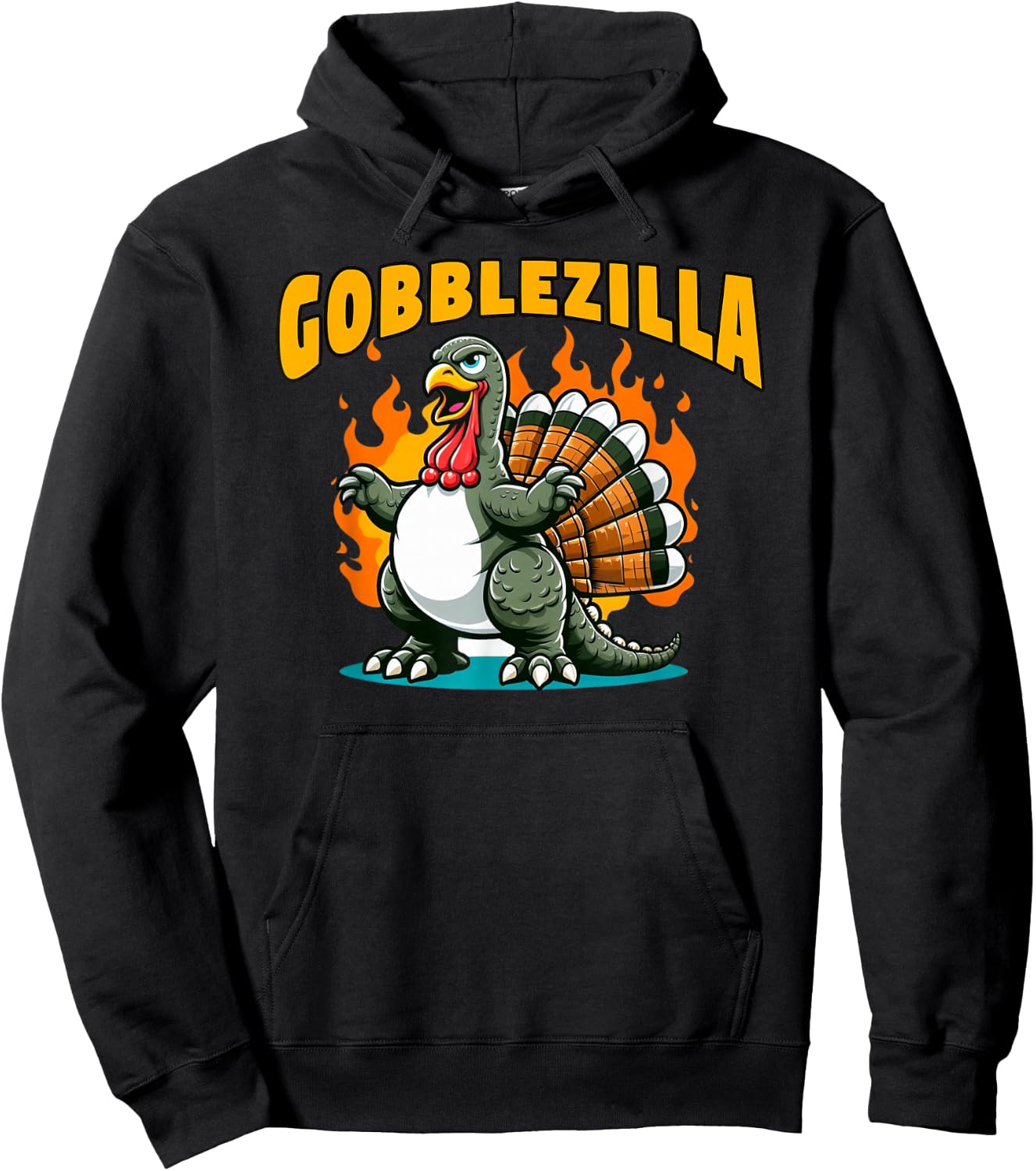 Turkey Thanksgiving Day Gobblezilla Hoodie - Hoodie | Black