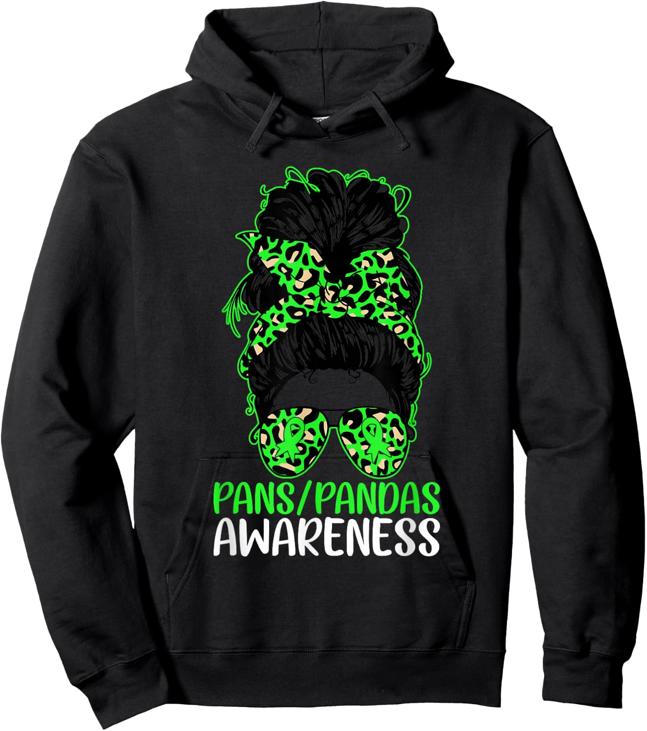 PANS-PANDAS Awareness Messy Bun PANS-PANDAS Awareness Hoodie - Hoodie | Black