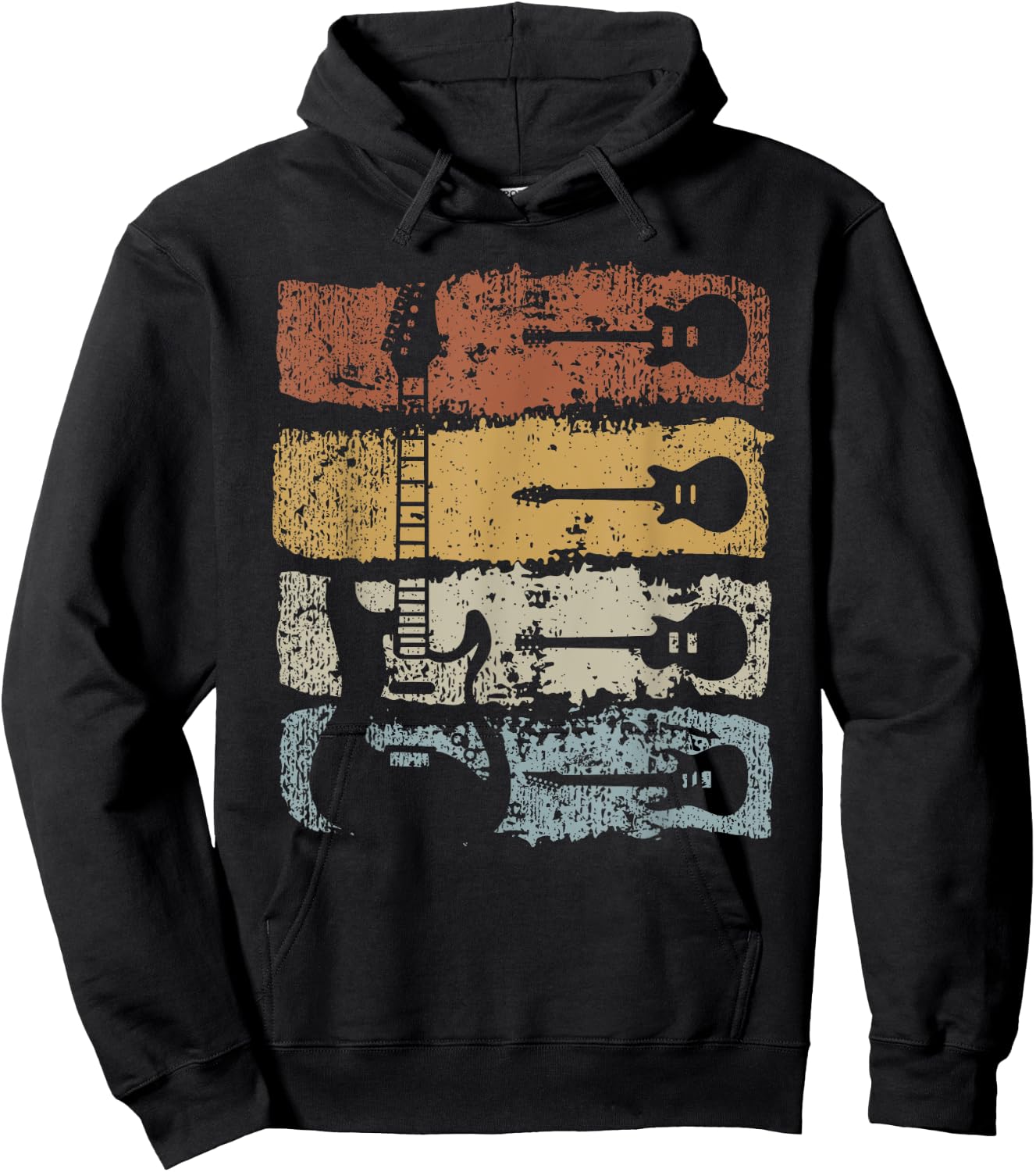 Guitar Player Rock Music Retro Guitar , black Hoodie - Hoodie | Black