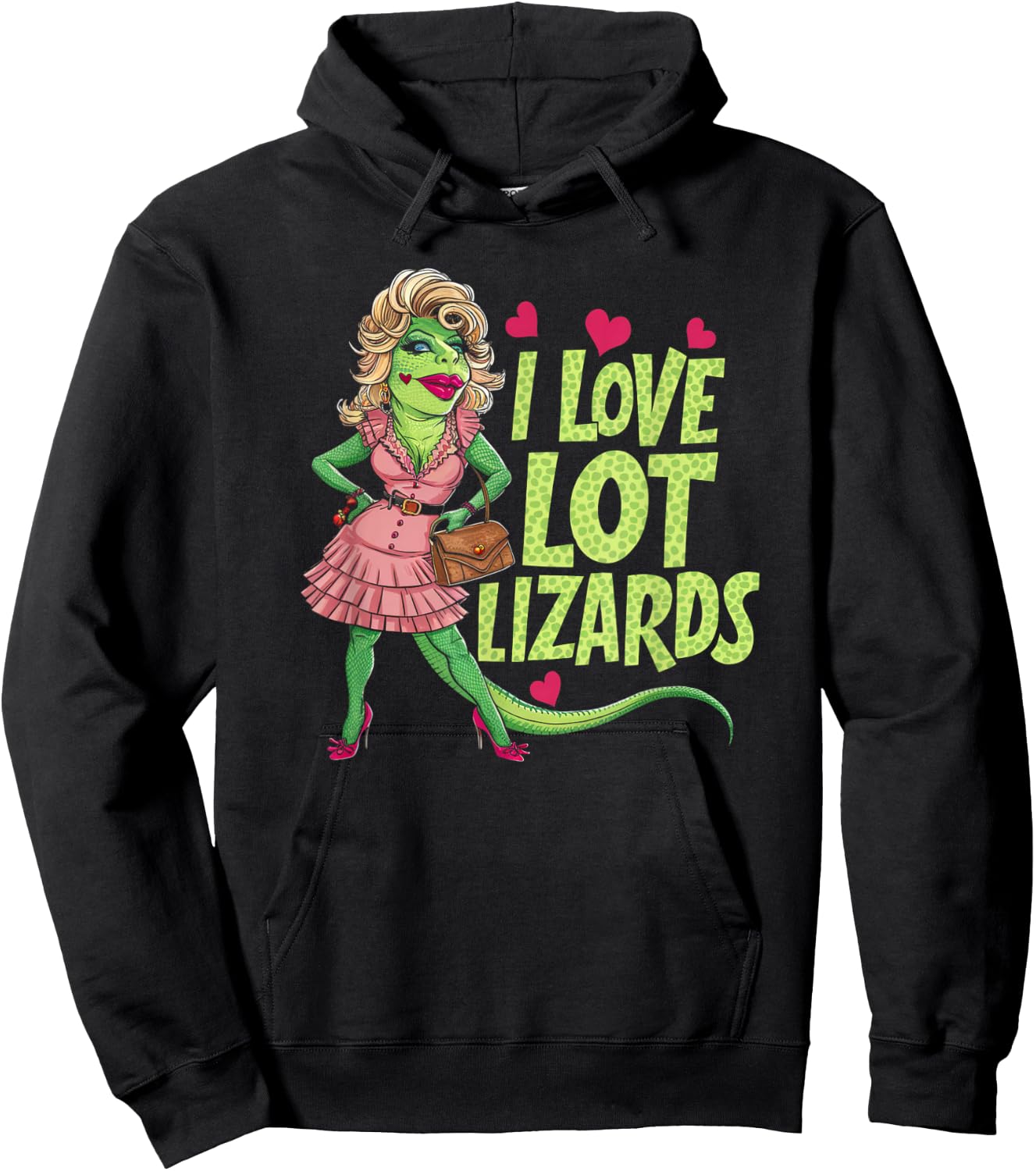 I Love Lot Lizards Funny Trucker Hoodie - Hoodie | Black