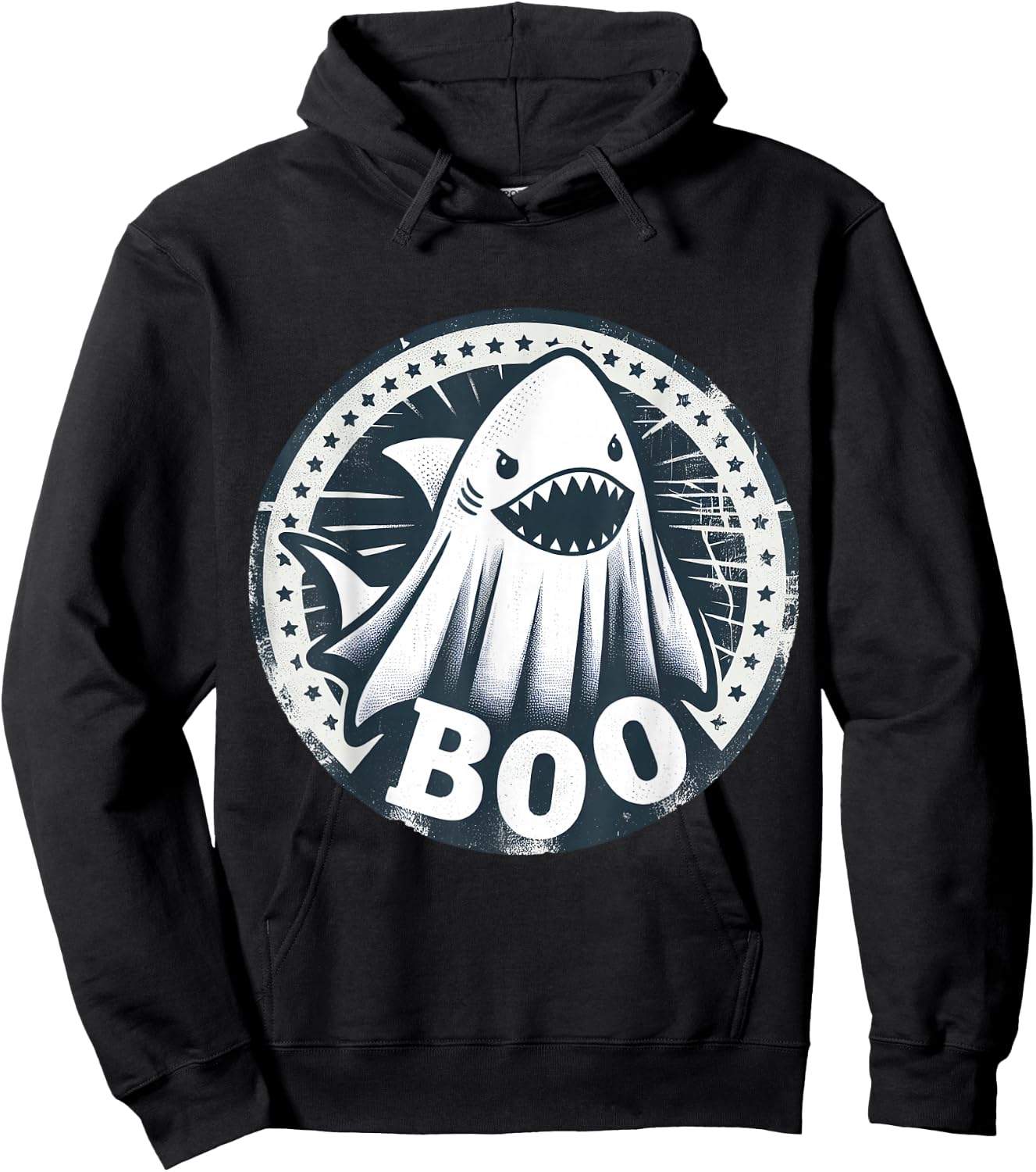 Boo Ghost Shark Funny Halloween Costume Hoodie - Hoodie | Black