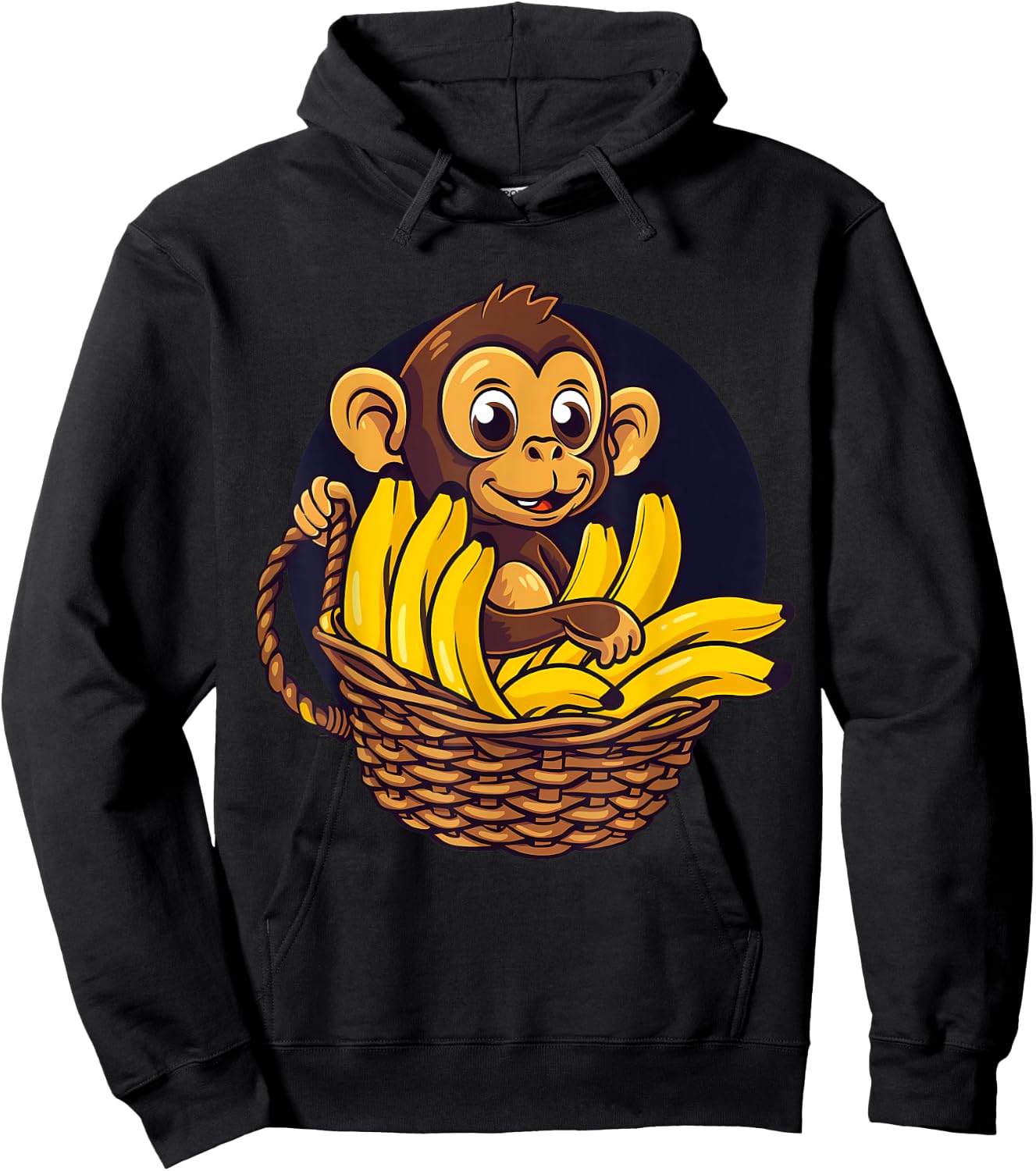 Banana Monkey Cute Monkey Drawing Bananas Fruit Artwork Hoodie - Hoodie | Black
