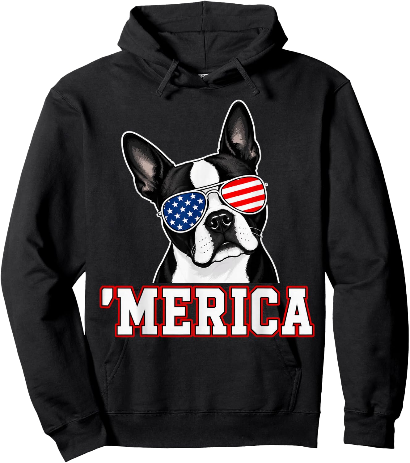 Merica Boston Terrier 4th of July Hoodie - Hoodie | Black