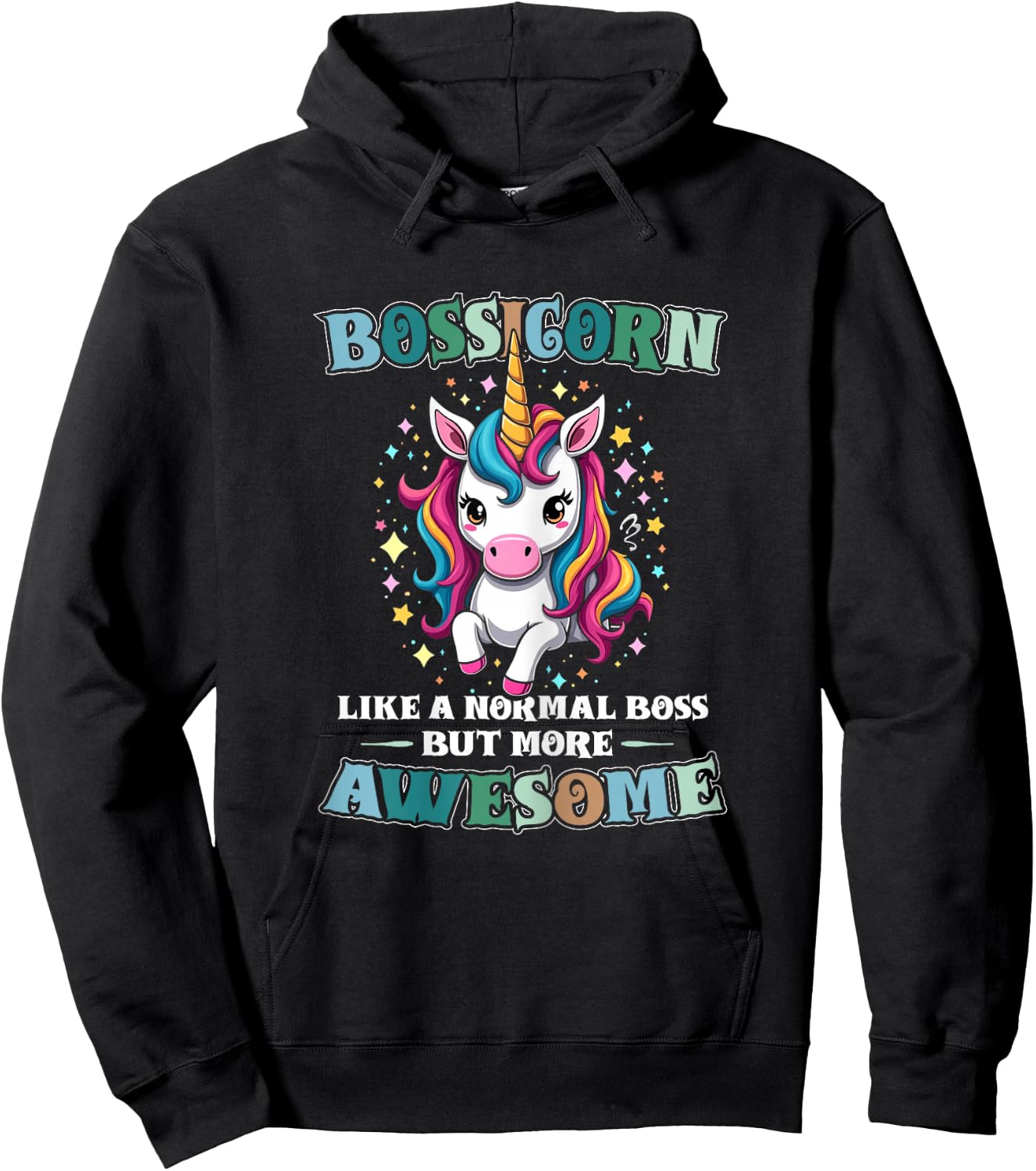 Awesome Boss Unicorn Funny Boss Day Design Hoodie - Hoodie | Black