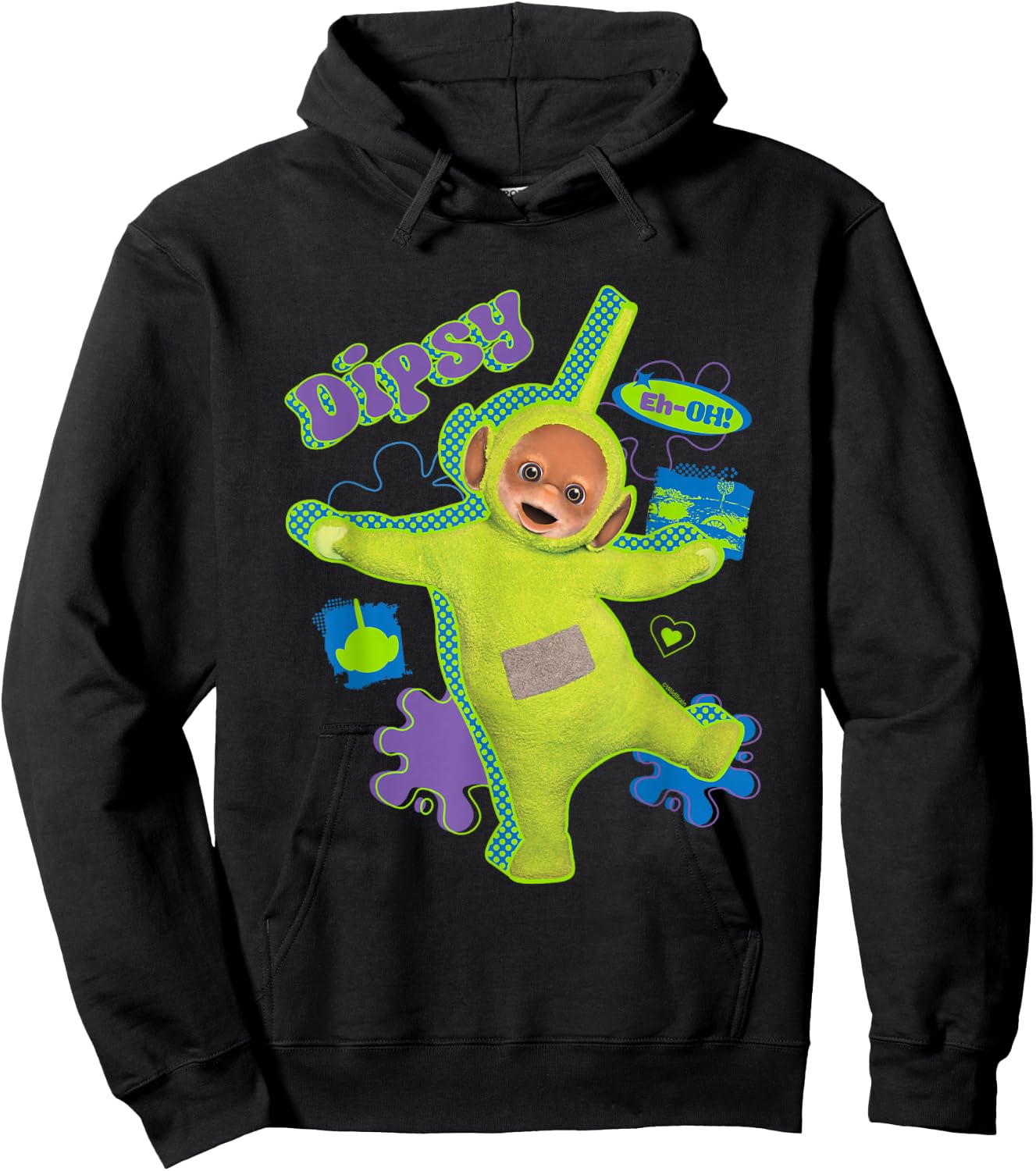 Teletubbies Dipsy Green Neon Retro Hoodie - Hoodie | Black