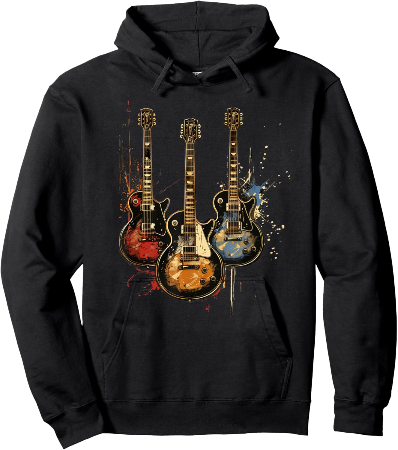 Vintage 3 Guitar Spray Paint Design Hoodie - Hoodie | Black