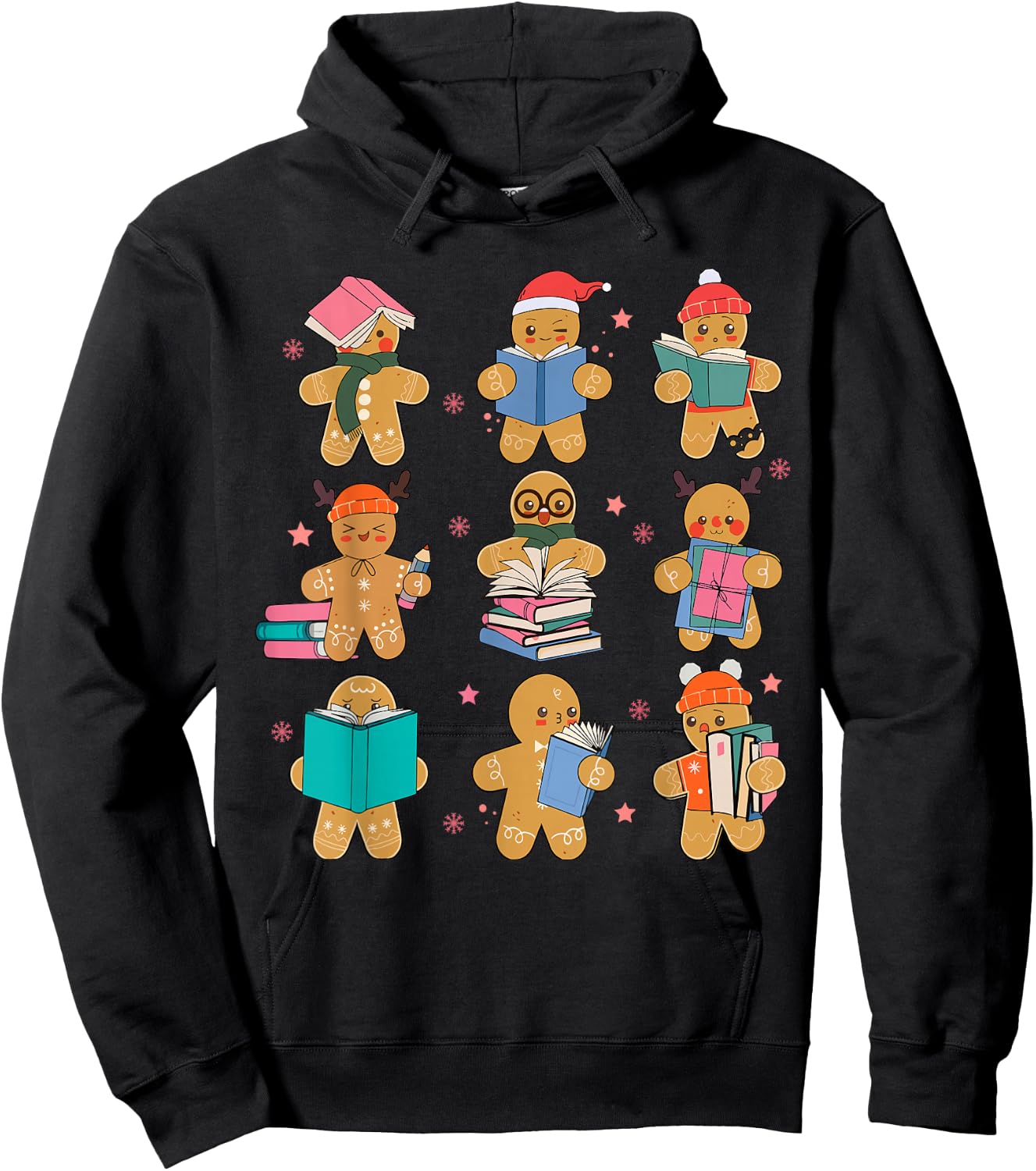 Gingerbreads Christmas Teacher Team Gingerbread Book Reading Hoodie - Hoodie | Black
