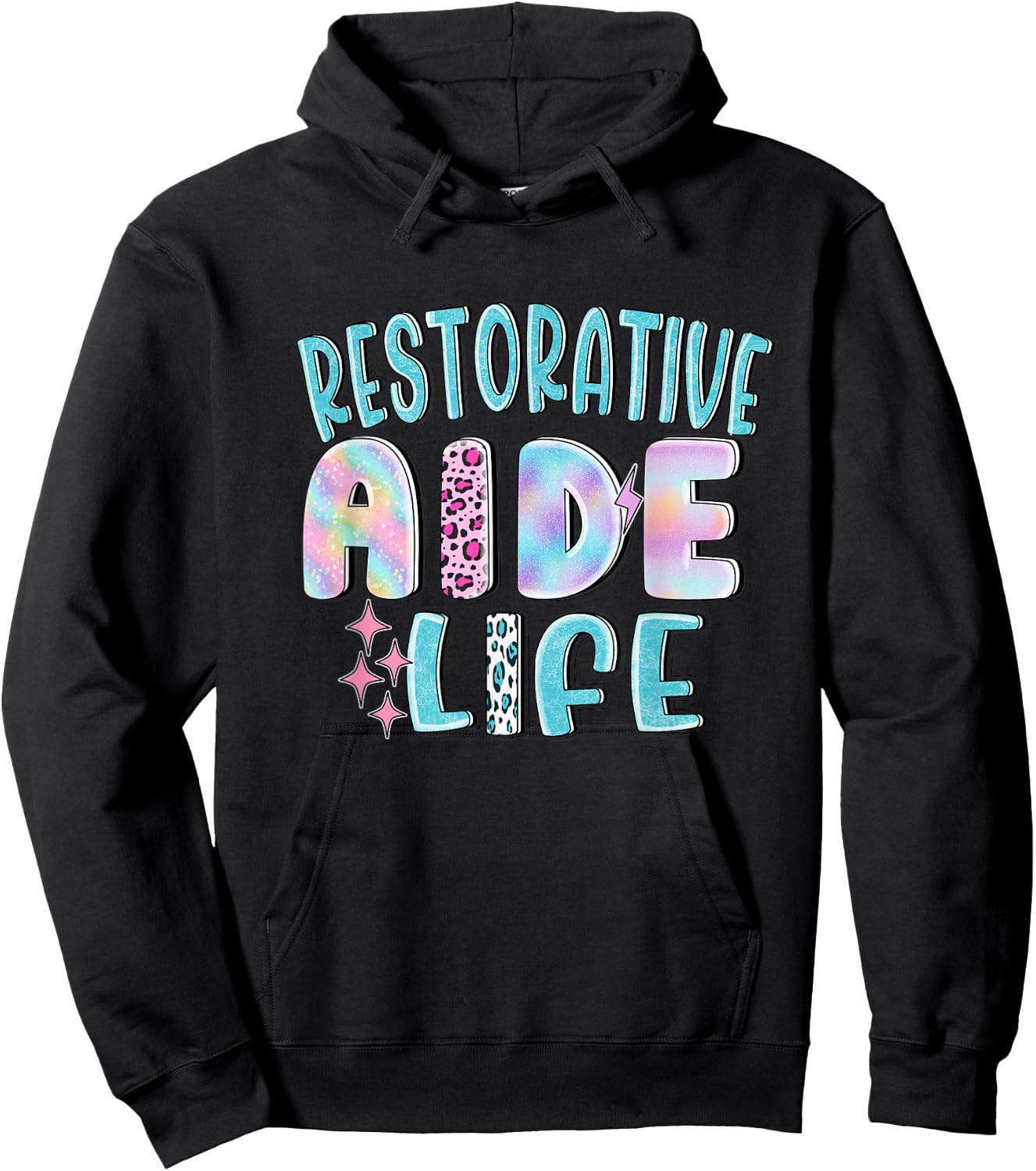 Restorative Aide Funny Leopard Nursing Nurse Life Caregiver Hoodie - Hoodie | Black