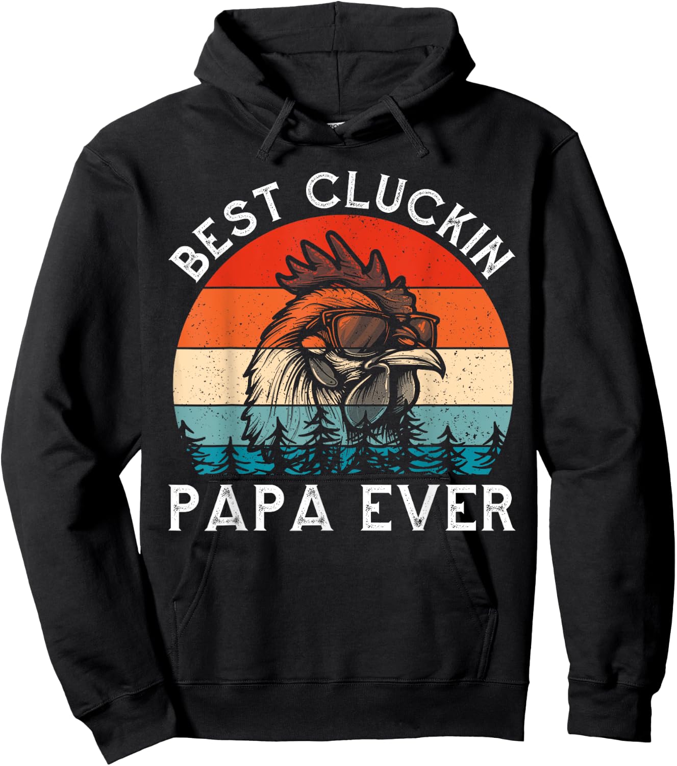 Vintage Best Cluckin Papa Ever Chicken Hoodie - Hoodie | Black