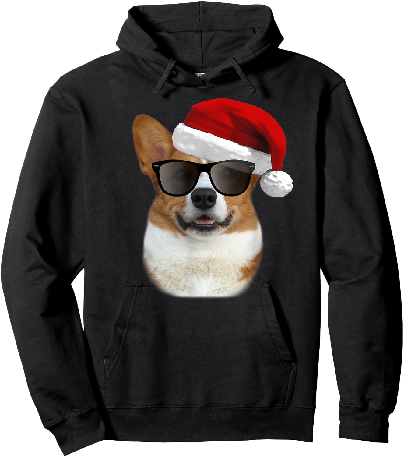 Corgi Christmas Shirt , Men & Kids - Corgi Santa Hoodie - Hoodie | Black