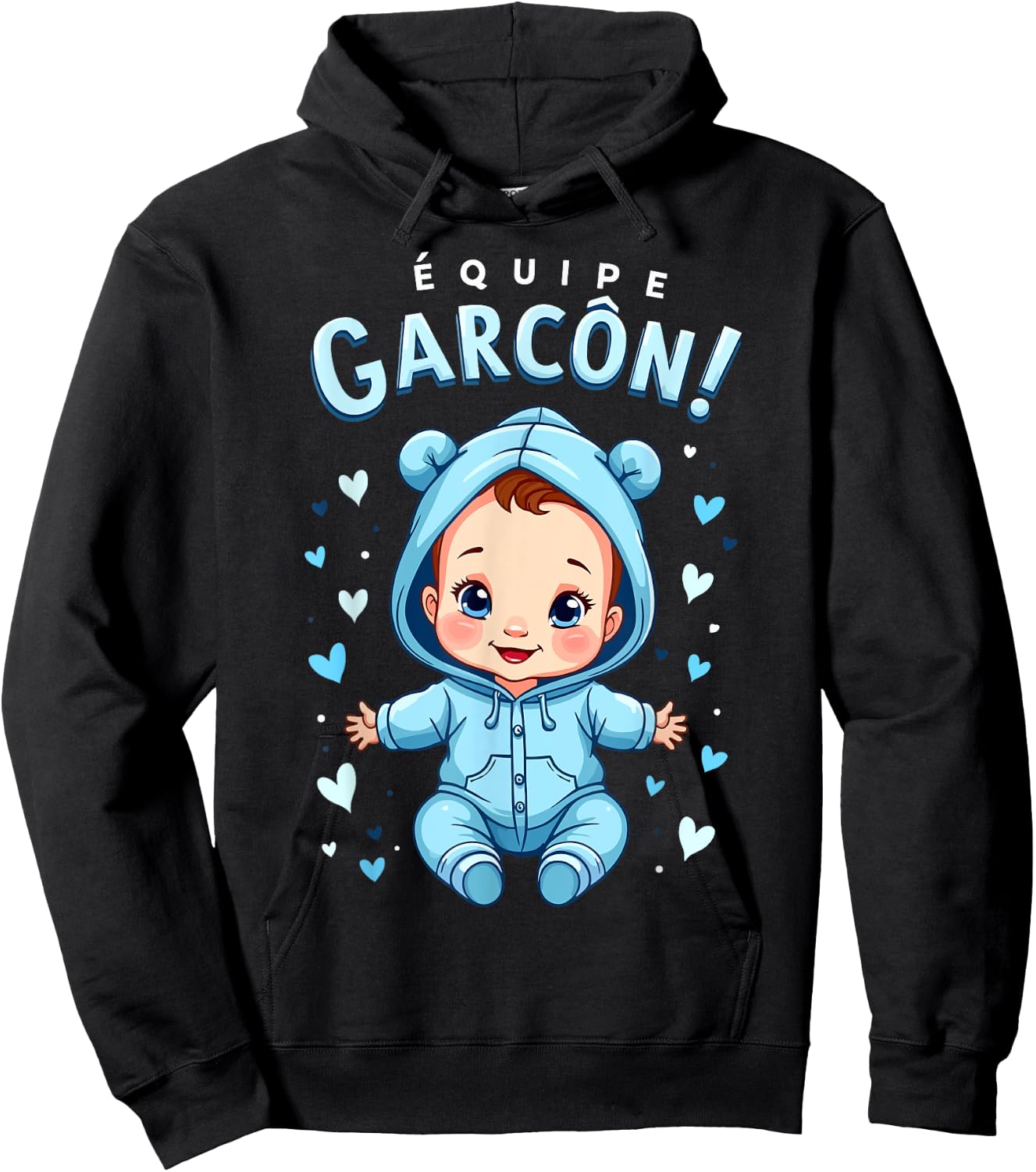 Gender Revelation Team Boy Humor Baby Shower Hoodie - Hoodie | Black