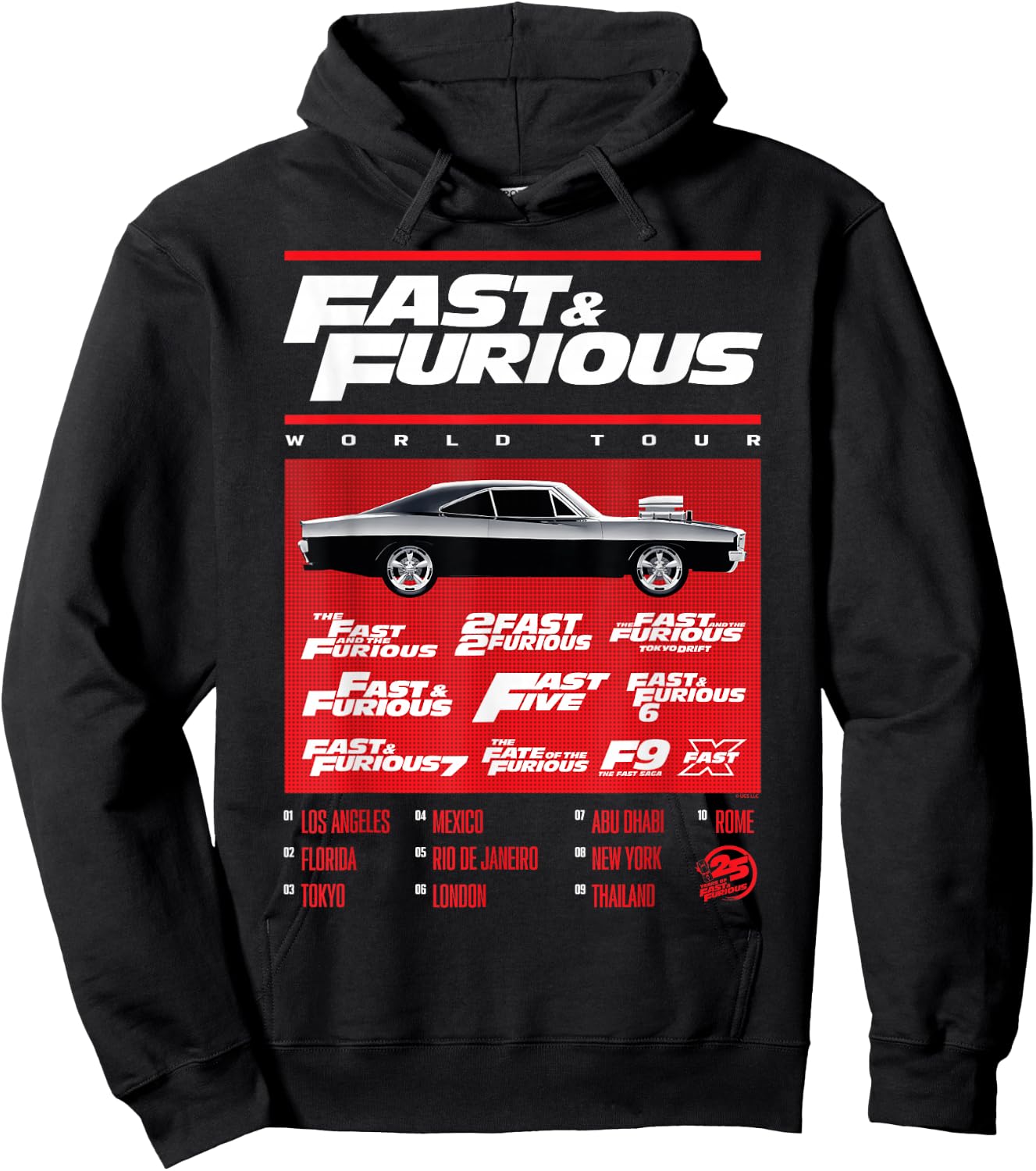 Fast & Furious 25th Anniversary World Tour Muscle Car Hoodie - Hoodie | Black