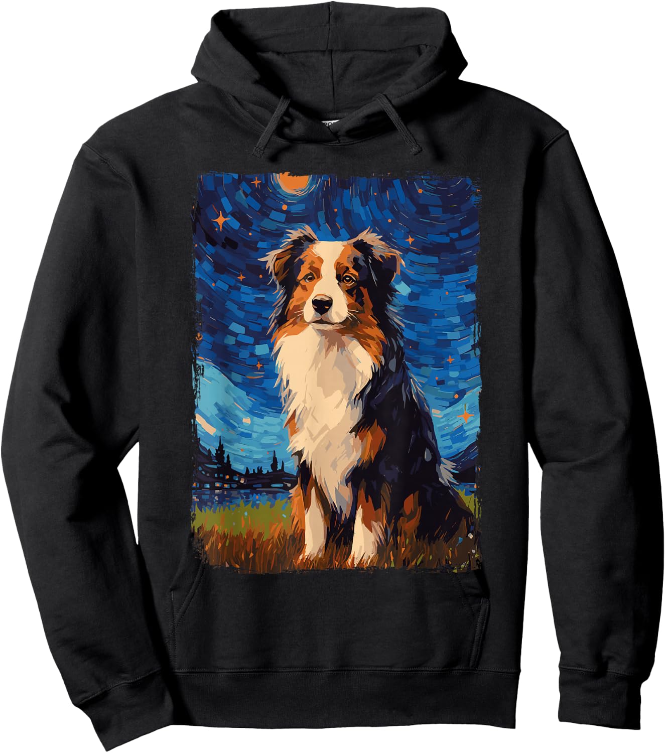 Australian Shepherd Starry Night Aussie Hoodie - Hoodie | Black