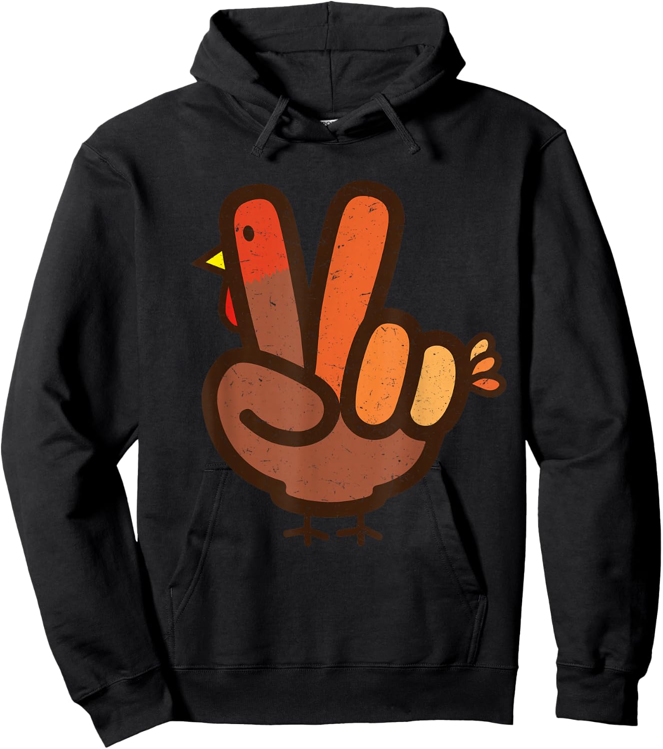 Peace Sign No Turkey Hand Kids Teens Family Thanksgiving Hoodie - Hoodie | Black
