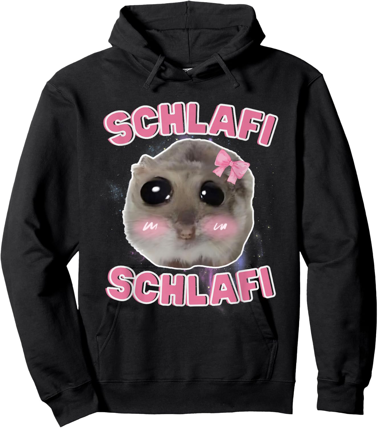 Schlafi Schlafi Funny Hamster Hamster Hamstie Meme Sleep , black Hoodie - Hoodie | Black
