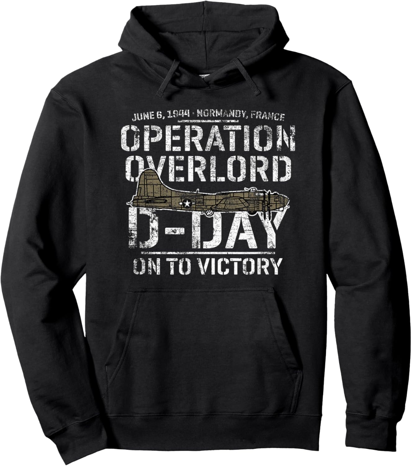 D-Day June 6, 1944 Normandy France B-17 On To Victory Hoodie - Hoodie | Black