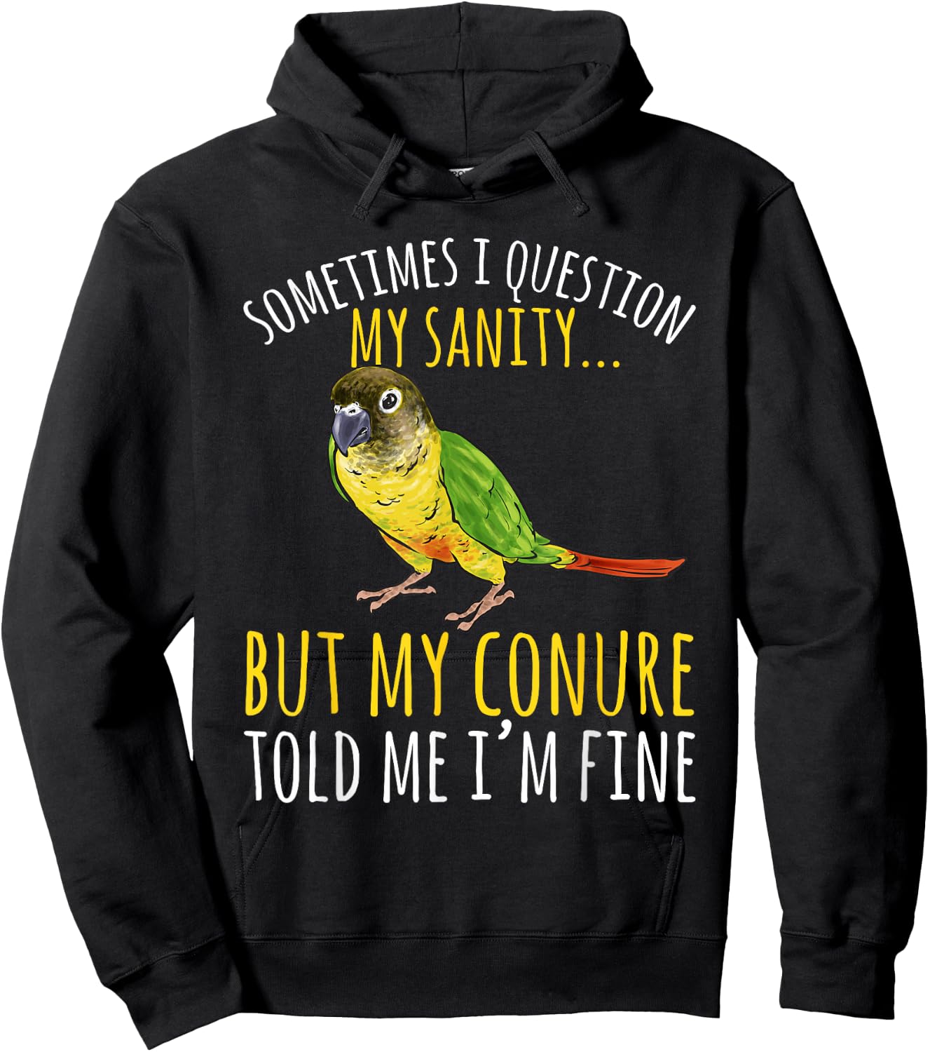 Green Cheek Conure Parrot Bird Conure Hoodie - Hoodie | Black