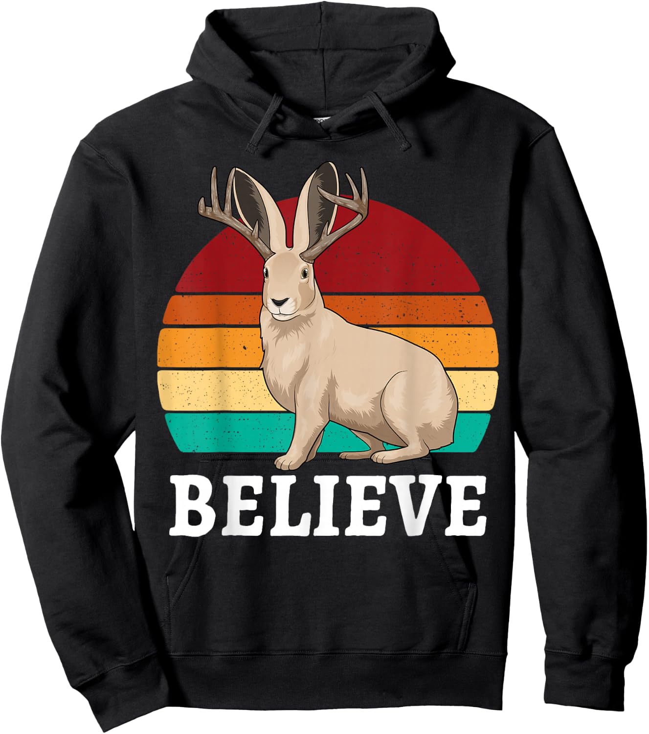 Cryptid Jackalope Shirt - Jackrabbit Believe Rabbit Bunny Hoodie - Hoodie | Black