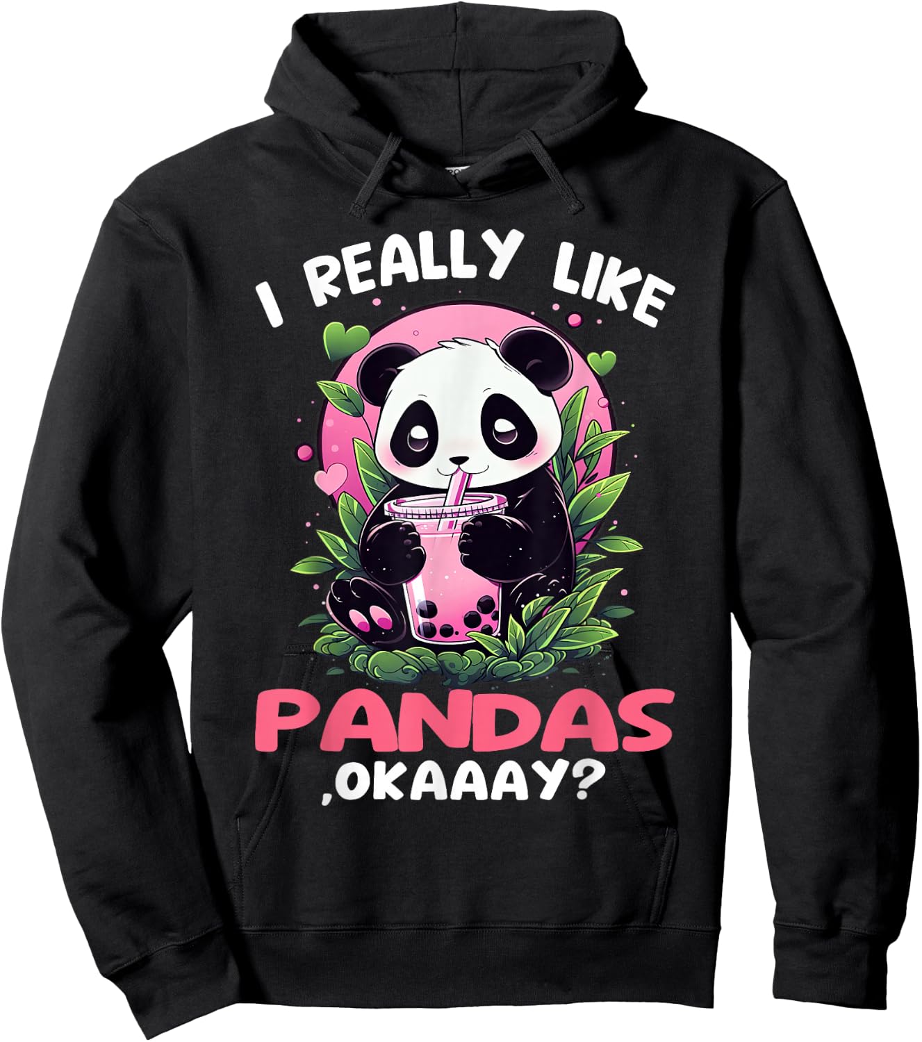 I like pandas okaaay? bubble tea panda drinking bubbletea Hoodie - Hoodie | Black