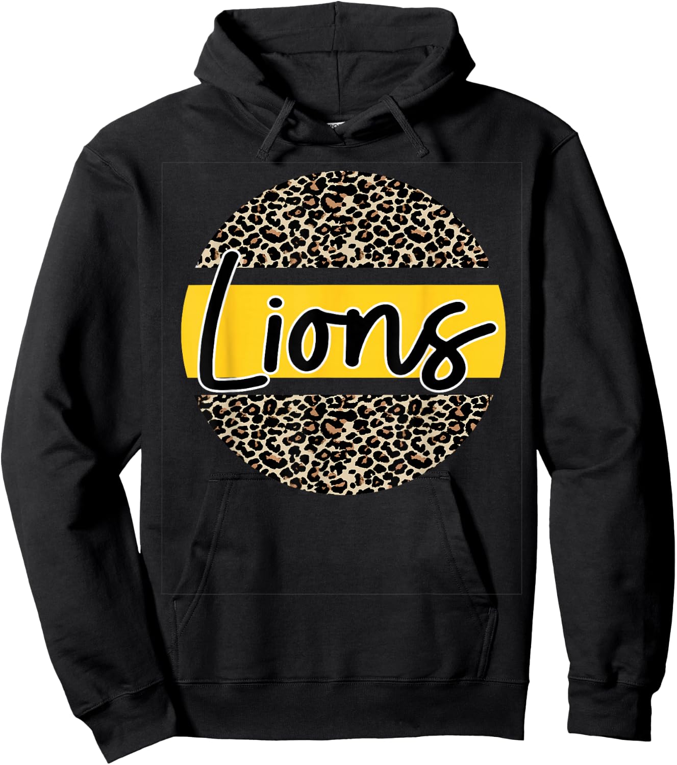 Lions School Spirit Leopard Print Yellow Hoodie - Hoodie | Black