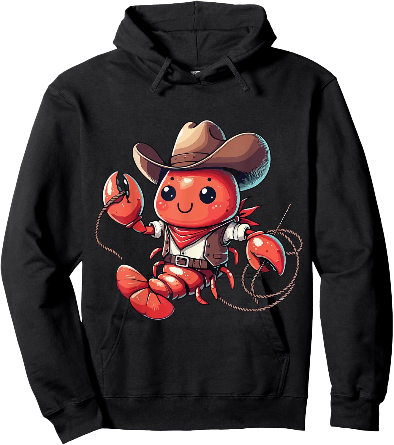 Western Rodeo Cowboy Outfit Hat Lobster Texas Animals Hoodie - Hoodie | Black