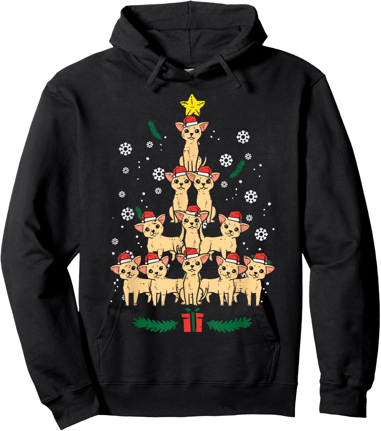 Chihuahua Christmas Tree Chiwawa Dog Xmas Women Hoodie - Hoodie | Black