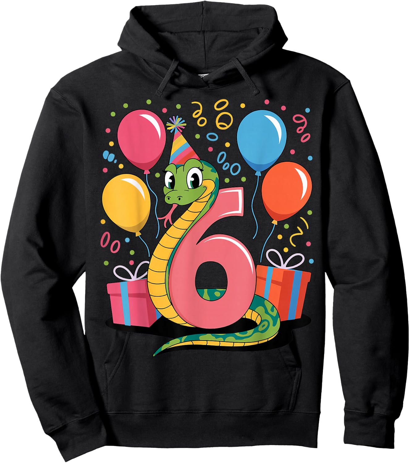 Snake 6th Birthday for Boy Girl 6 Years Old Sixth Snake Hoodie - Hoodie | Black