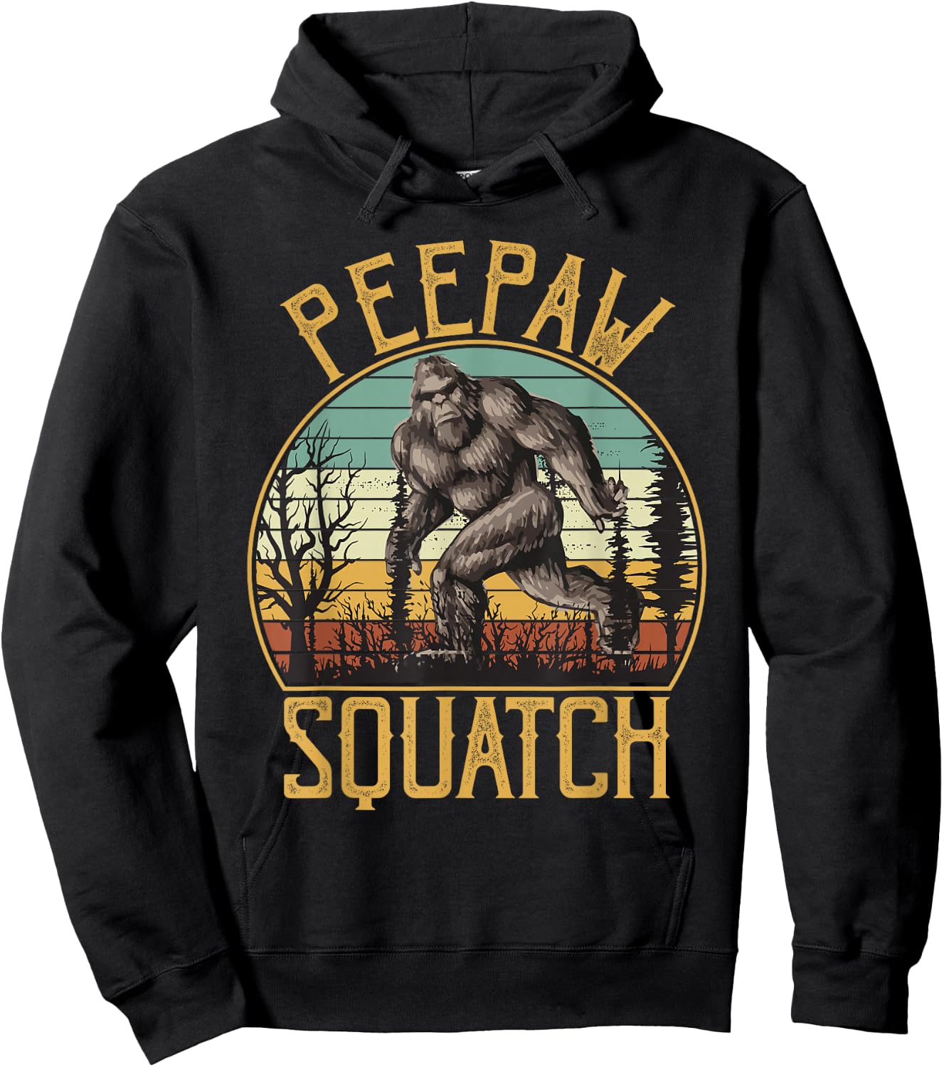 Peepaw Squatch Bigfoot Grandpa Sasquatch Family Matching Hoodie - Hoodie | Black